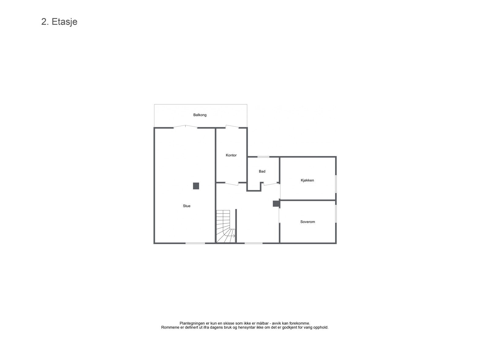Leilighet 2 Plantegninger av 2. etg i den gamle delen Galleribilde