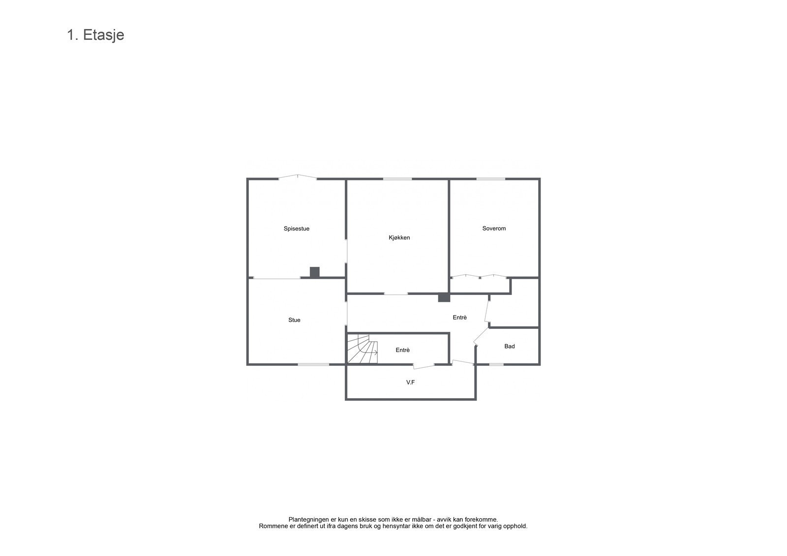 Leilighet 1 Plantegninger 1. etasje i den gamle delen Galleribilde
