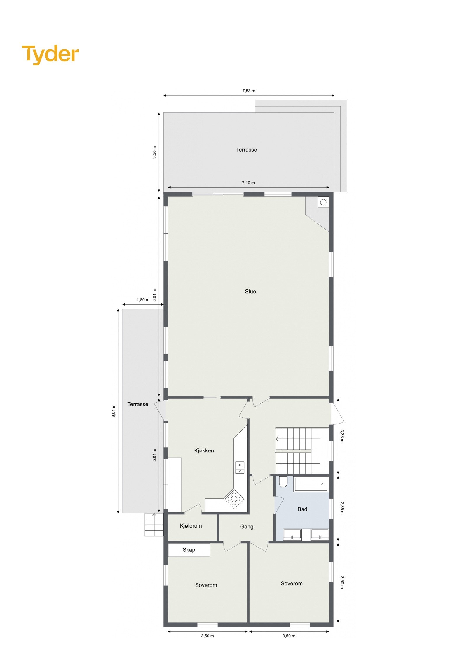 Planløsning 1. etasje Galleribilde