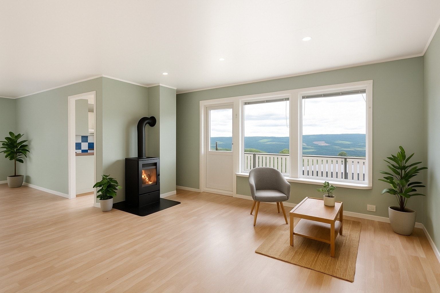 Illustrasjons bilde - Digitalt stylet stue for å vise hvordan det kan bli etter oppussing. Galleribilde