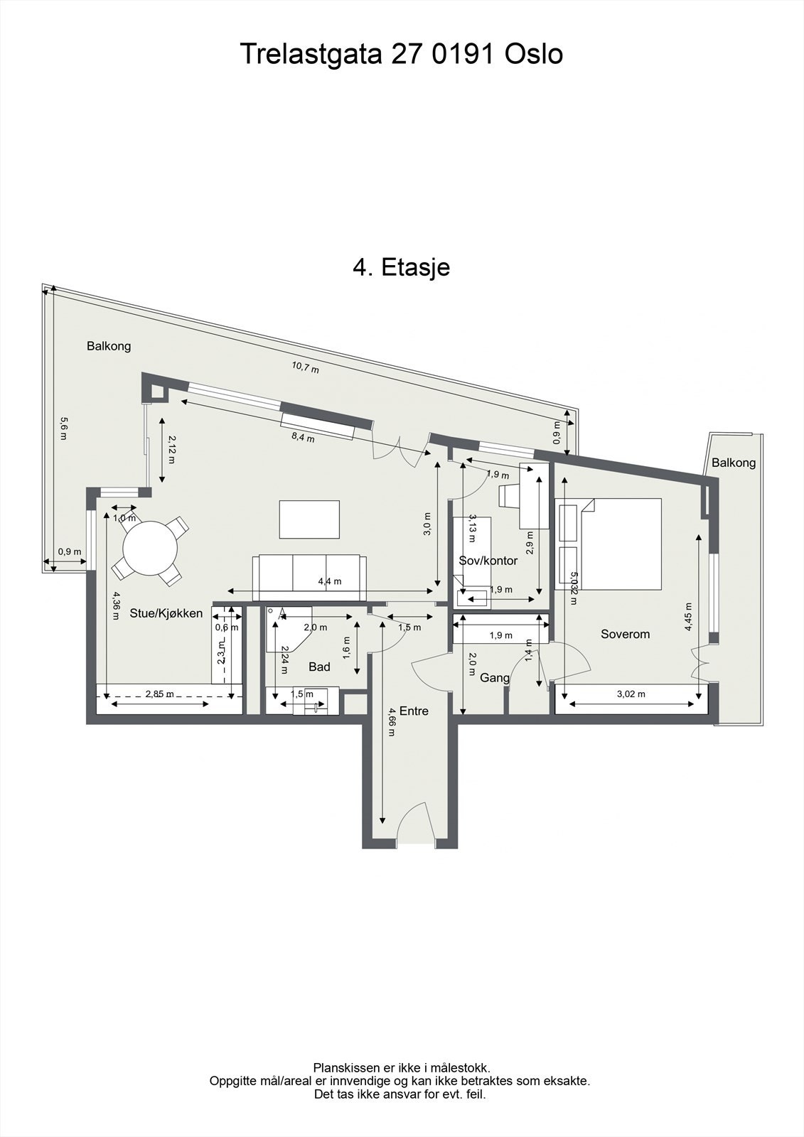 Leiligheten ligger i byggets 4. etasje og er på 68 m² Galleribilde