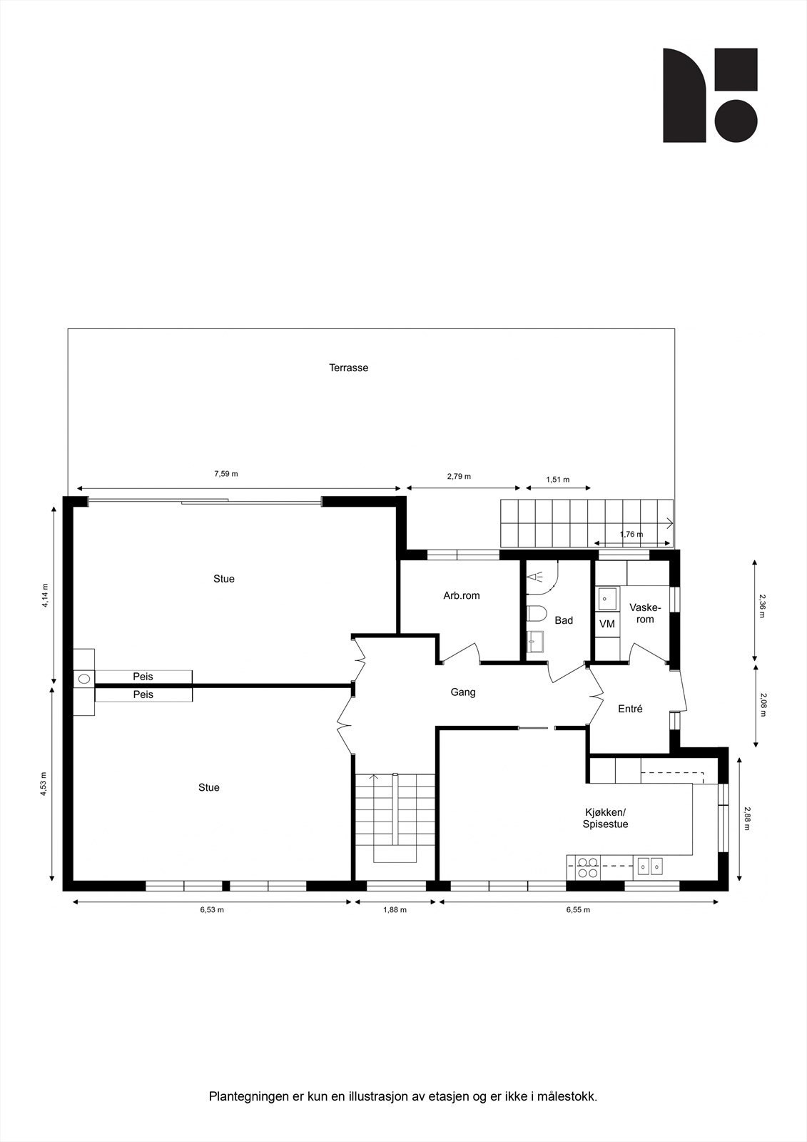 Plantegning 1.etasje Galleribilde
