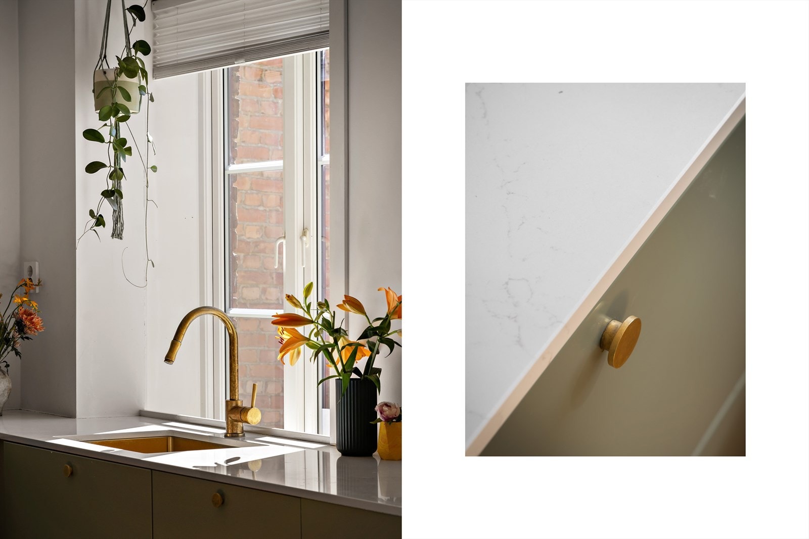 Stilrent kjøkken med moderne detaljer. Galleribilde