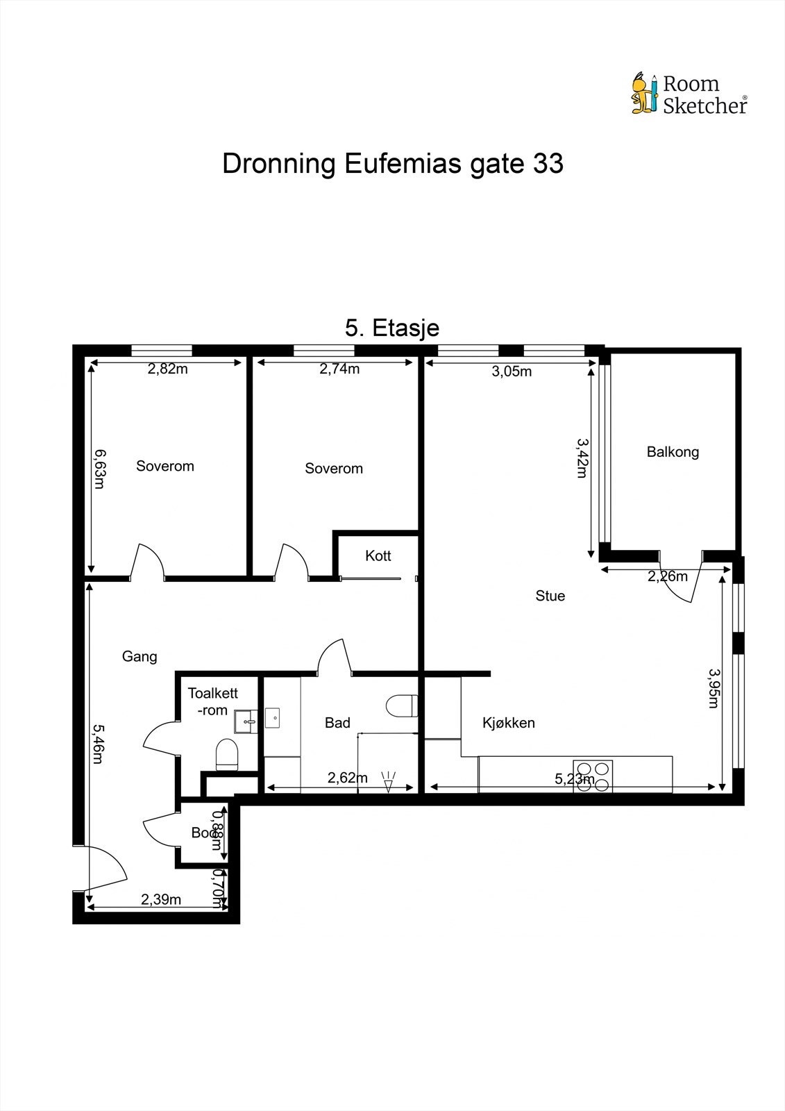 Floorplan letterhead - Dronning Eufemias gate 33 - 5. Etasje - 2D Floor Plan.jpg Galleribilde
