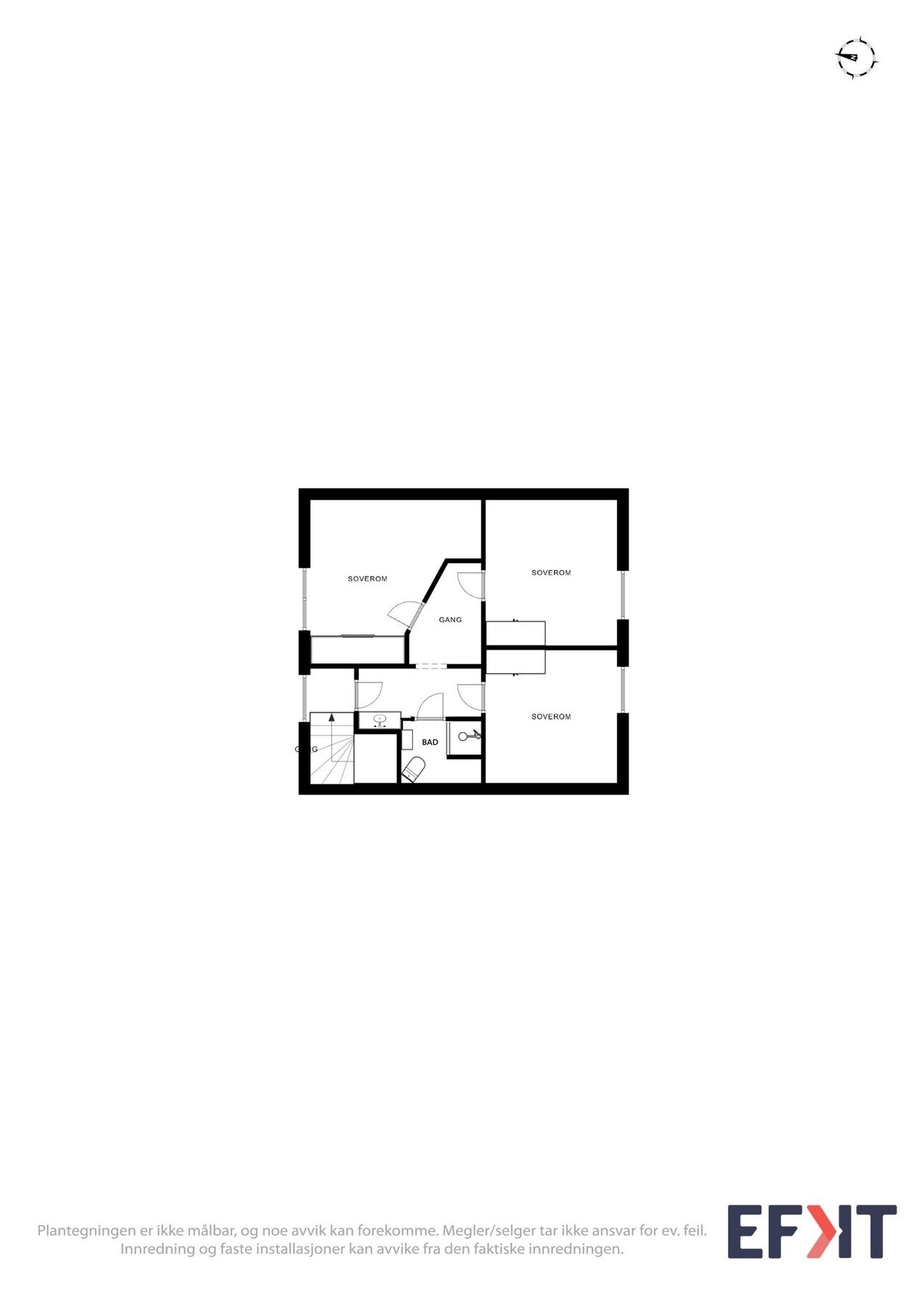 Plantegning som viser planløsningen i loftsetasjen. Galleribilde