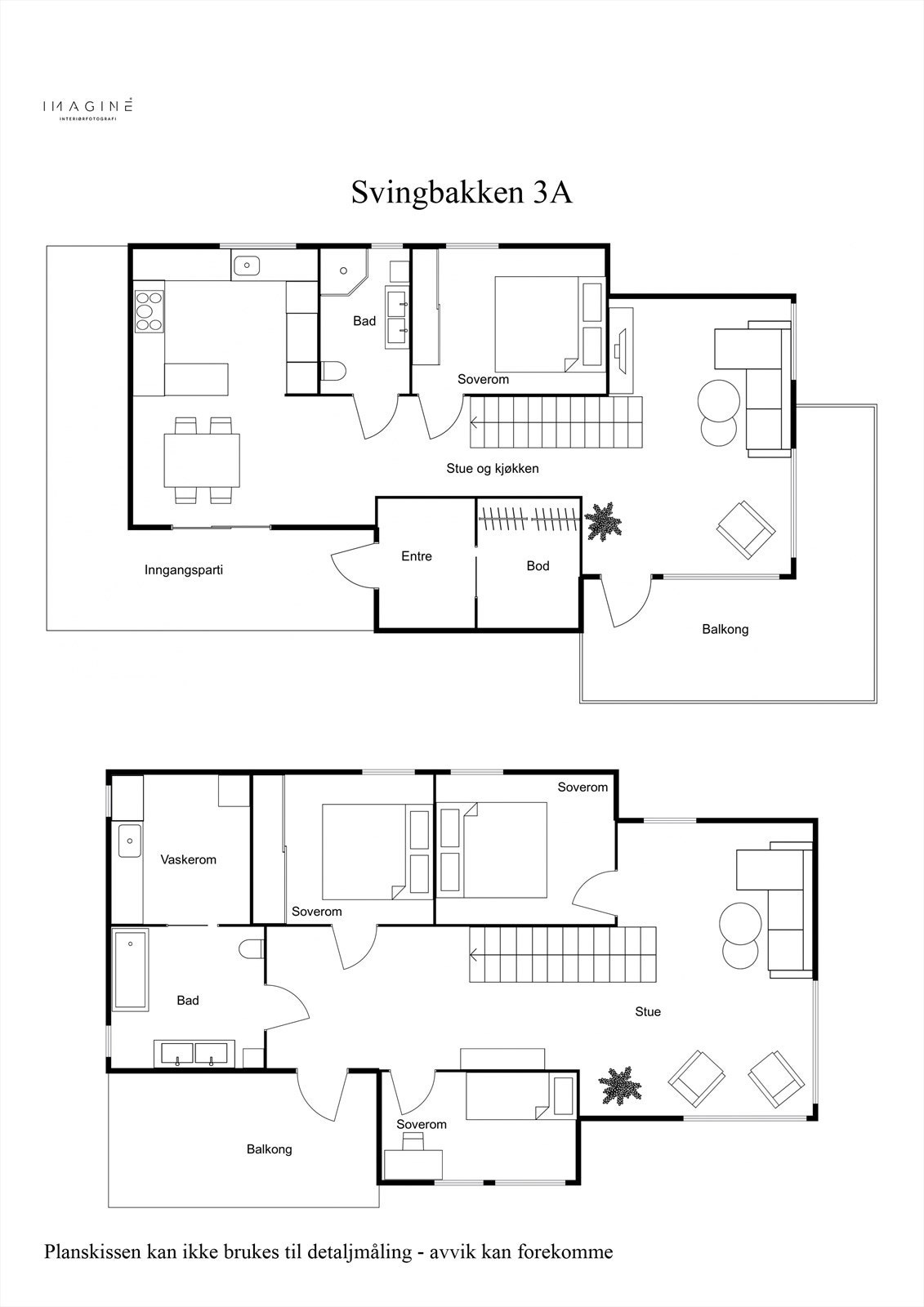 Svingbakken 3A - Plantegning 2D - Begge etasjer. Galleribilde
