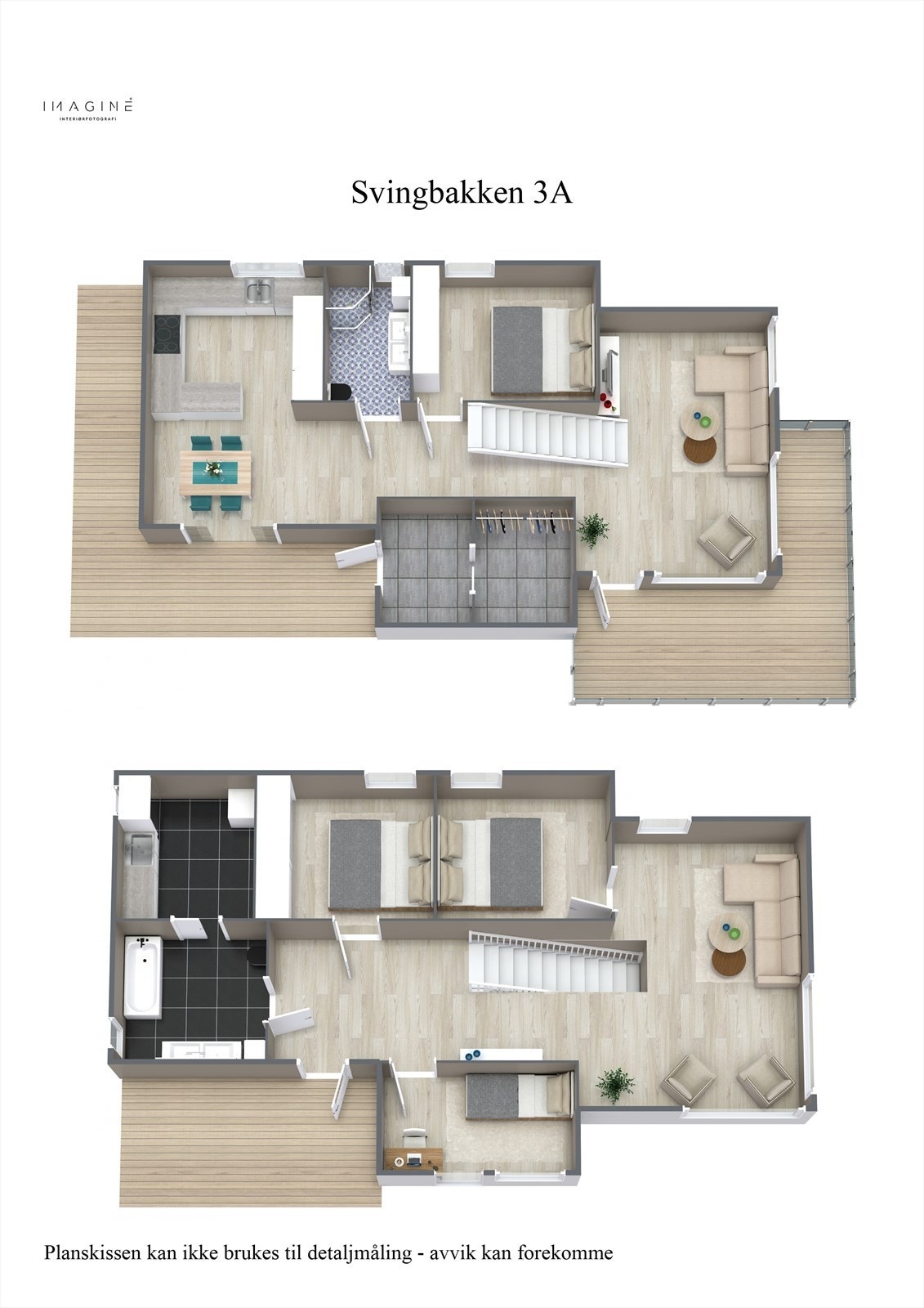Svingbakken 3A - Plantegning 3D - Begge etasjer. Galleribilde