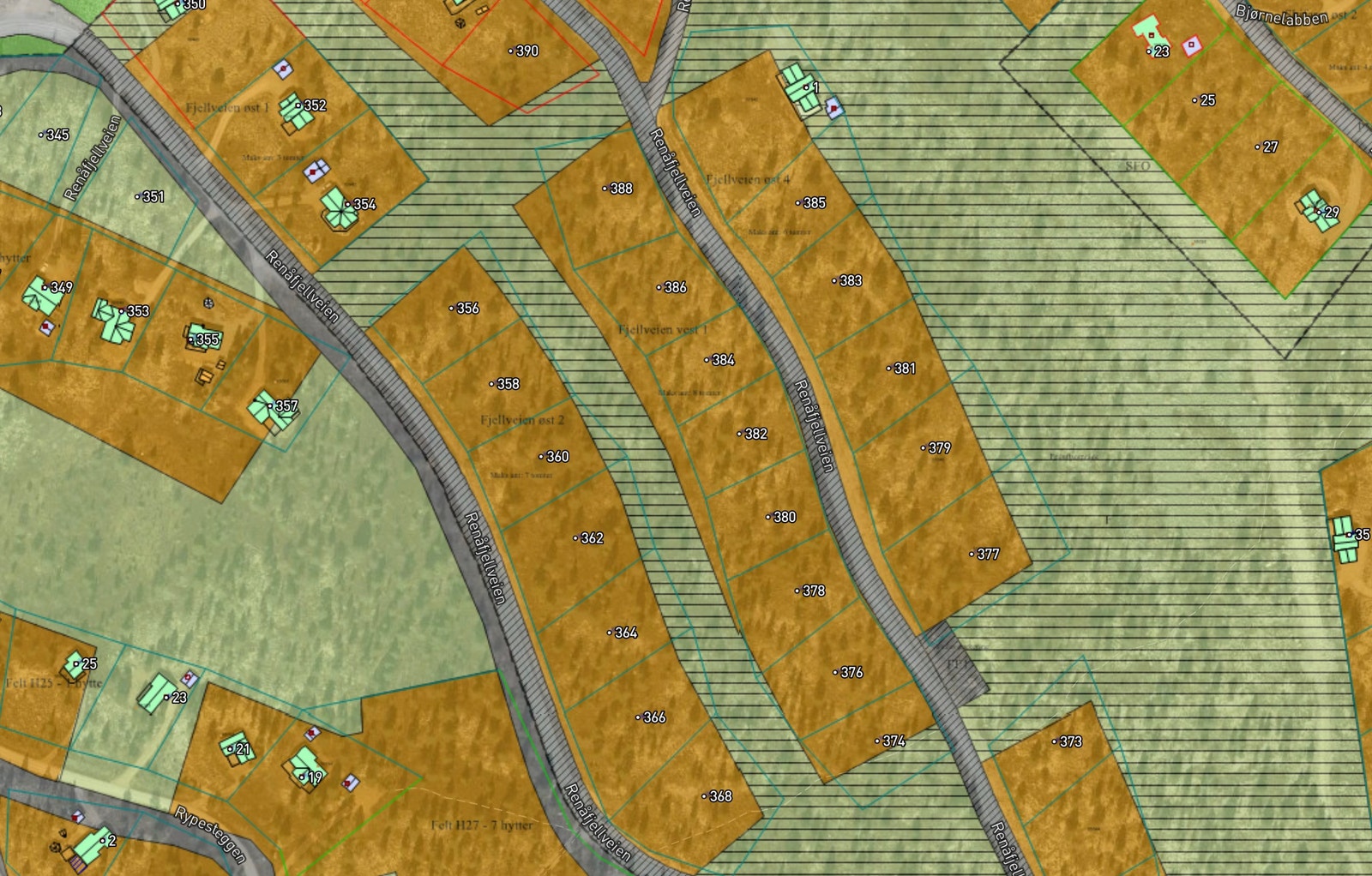 Mange av disse flotte utsiktstomtene ved Renåfjellveien er fortsatt ledig for kjøper Galleribilde