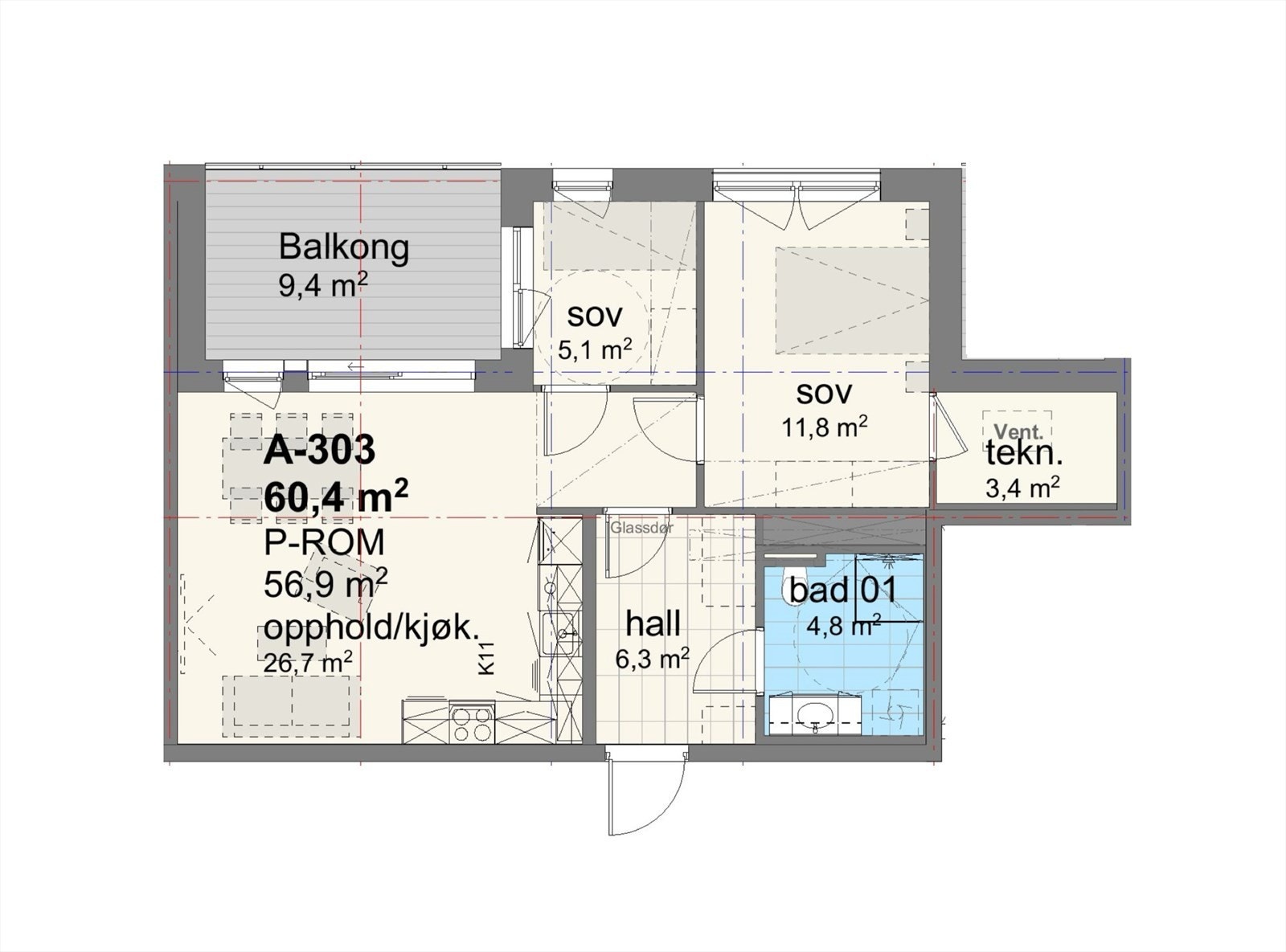 Boligen ligger i byggets 3. etasje Galleribilde