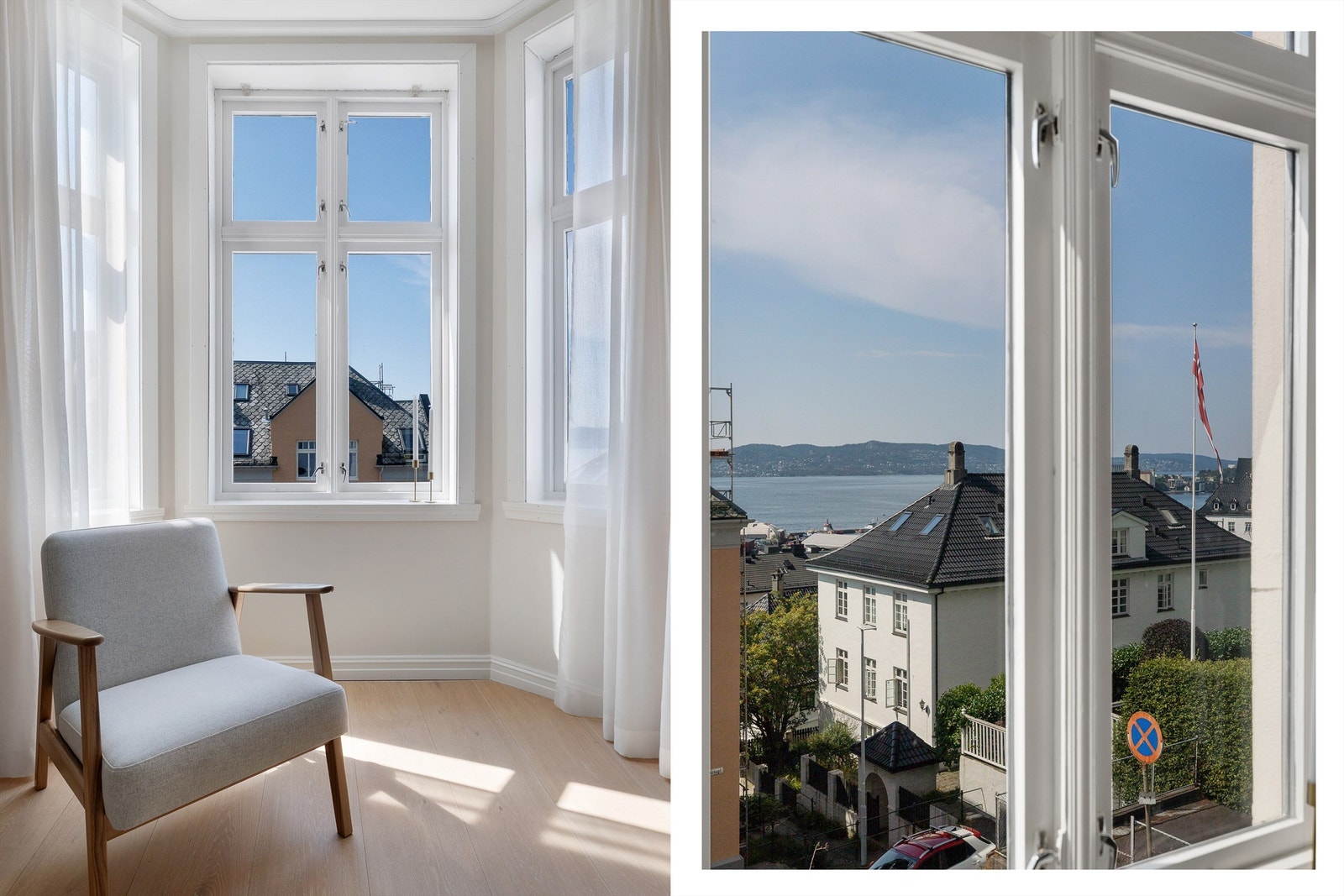 Flott utsikt over nærområdet samt fjordglimt over byfjorden mot Askøy Galleribilde