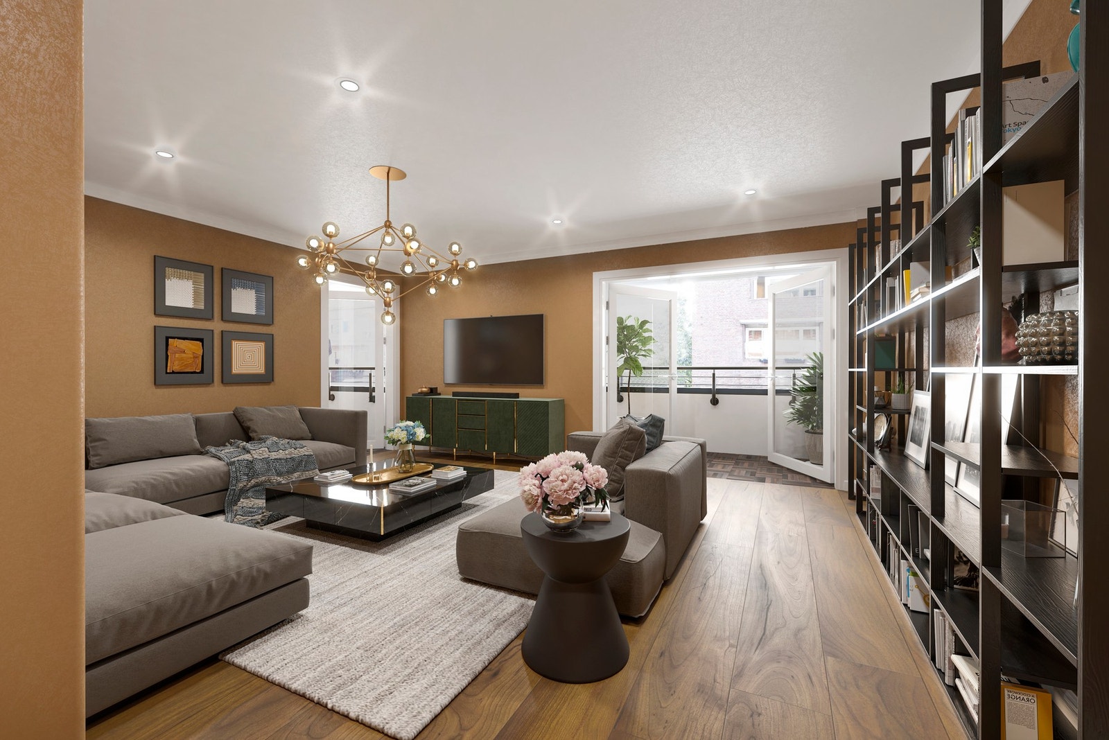 Andre boliger i sameiet har etablert doble balkongdører ut mot brannbalkongen. Dette er en løsning som ytterligere kan forsterke bokvaliteten her. Megler gjør oppmerksom på at det ikke er foretatt ytterligere undersøkelser knyttet til en slik fasadeendrin Galleribilde