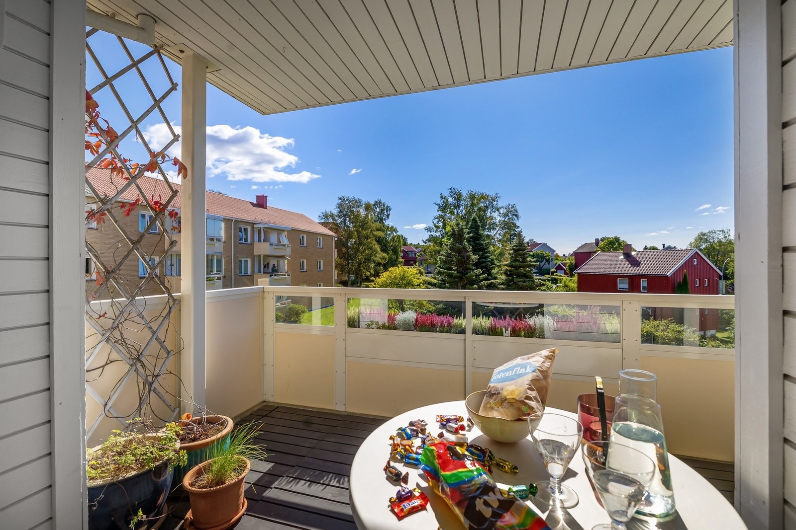 Overbygget på balkongen gir en mer bruksanvennelig uteplass uavhengig av været Galleribilde