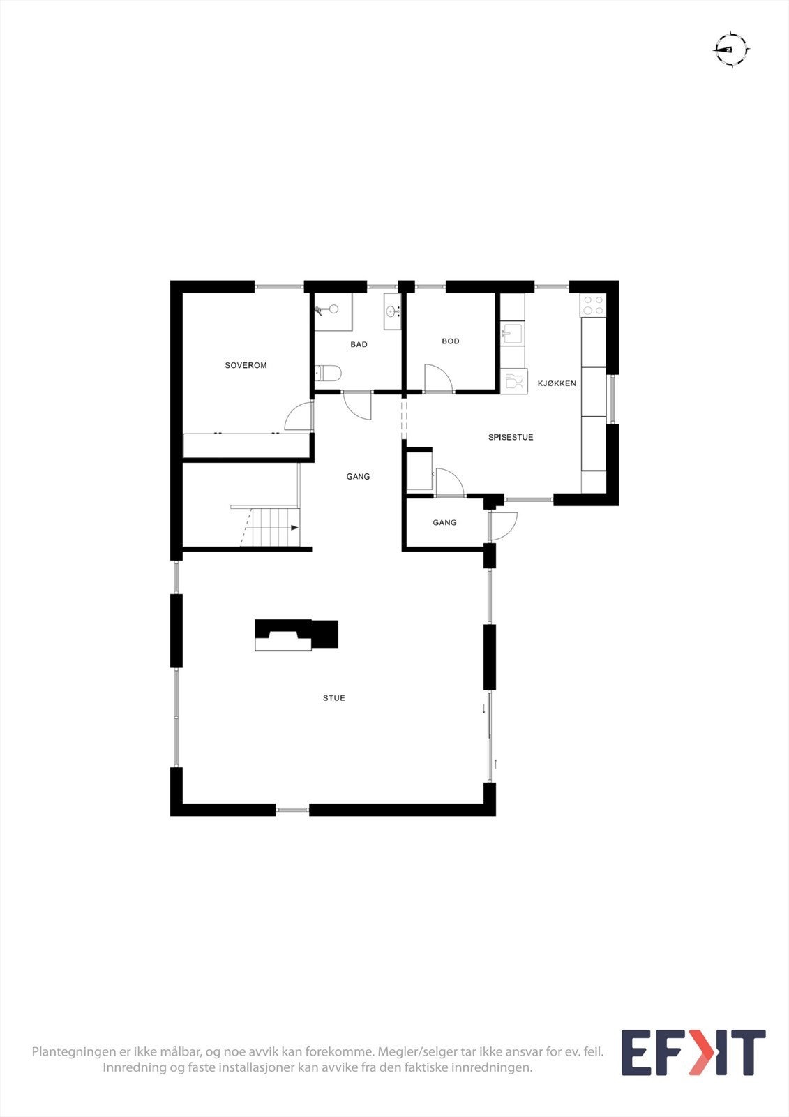 Planskisse våningshus 1. etasje Galleribilde