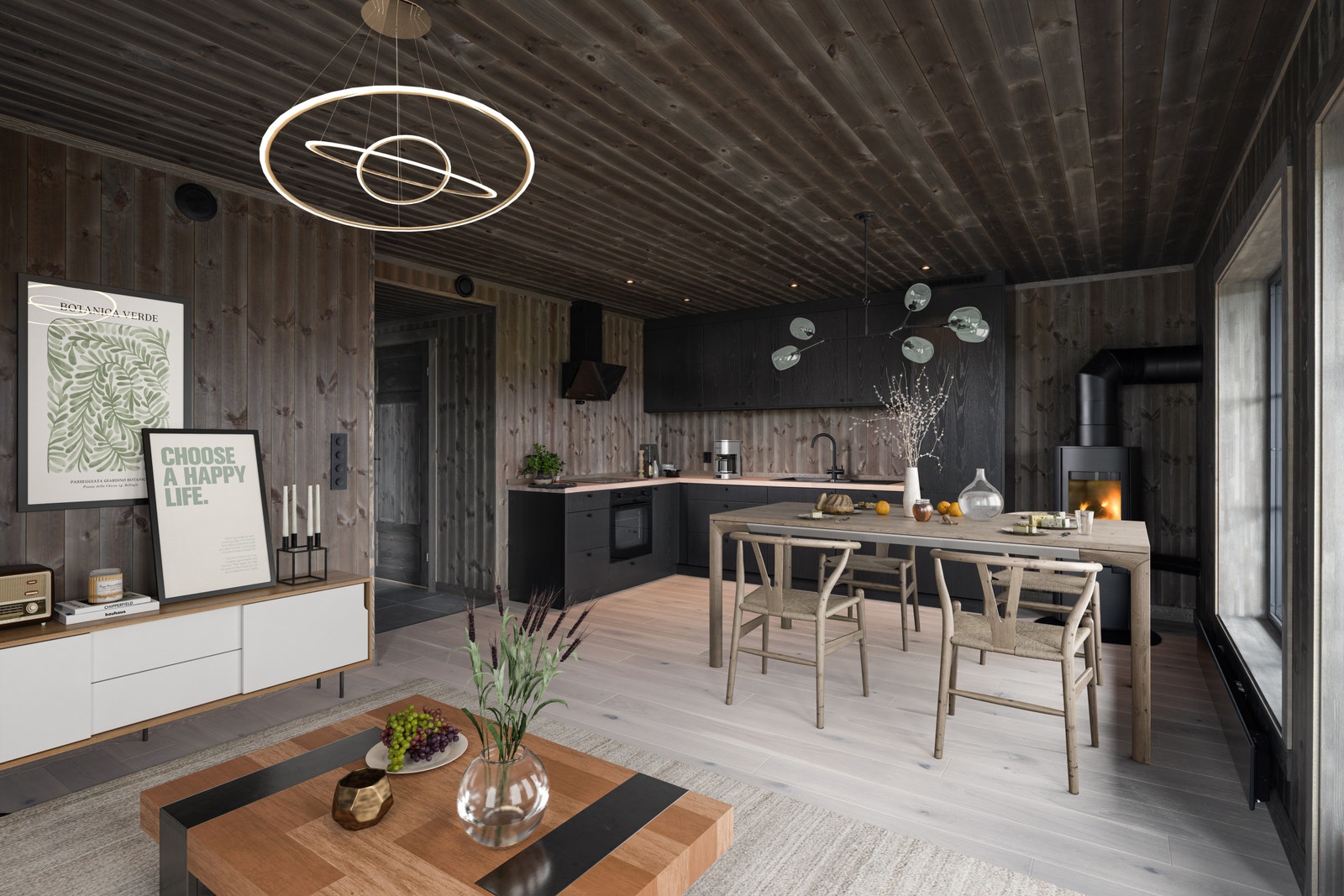 Naturlig plass til spisestuen i forlengelse med kjøkkenet Galleribilde