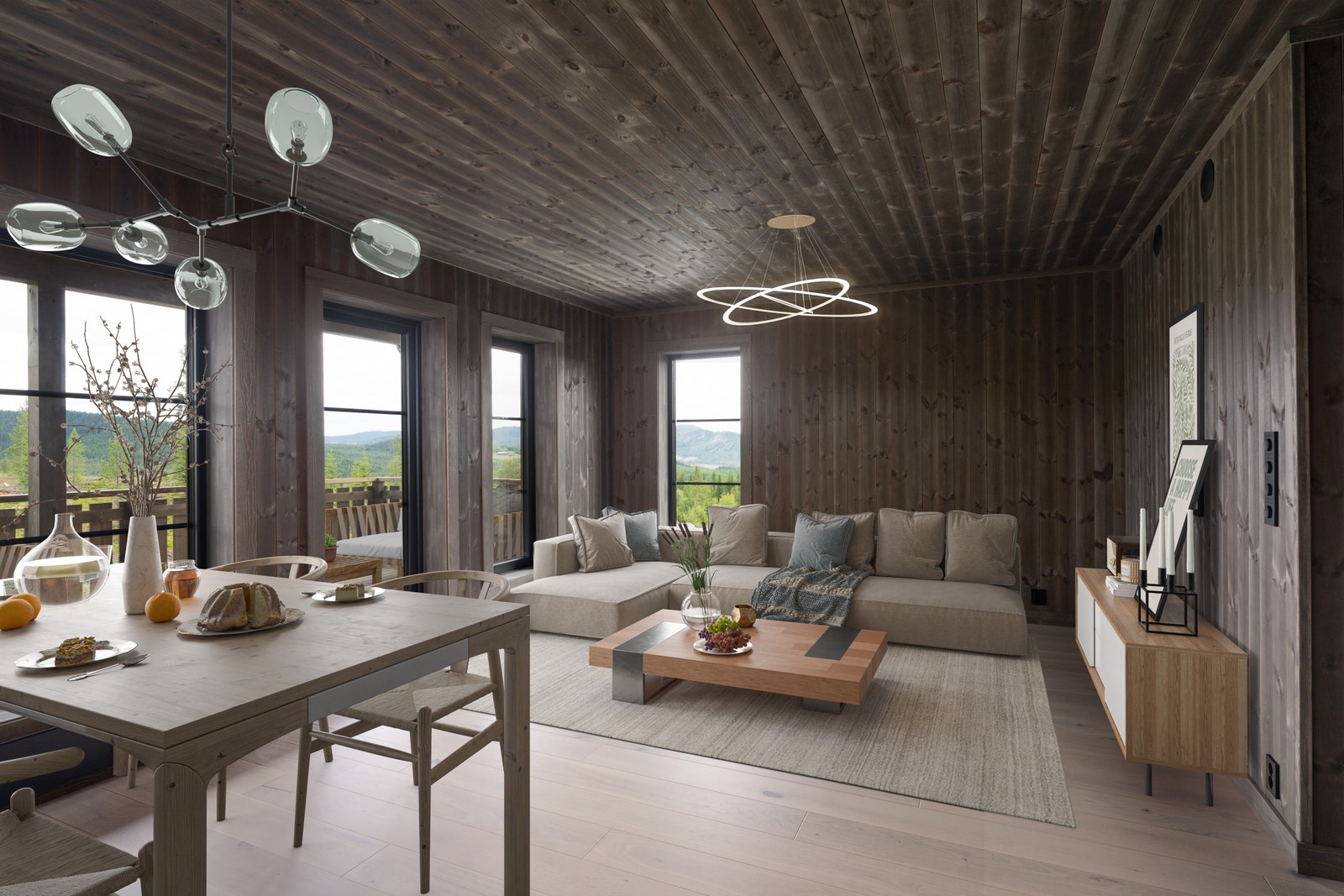 Oppholdsrommet er romslig med god plass til flere soner Galleribilde