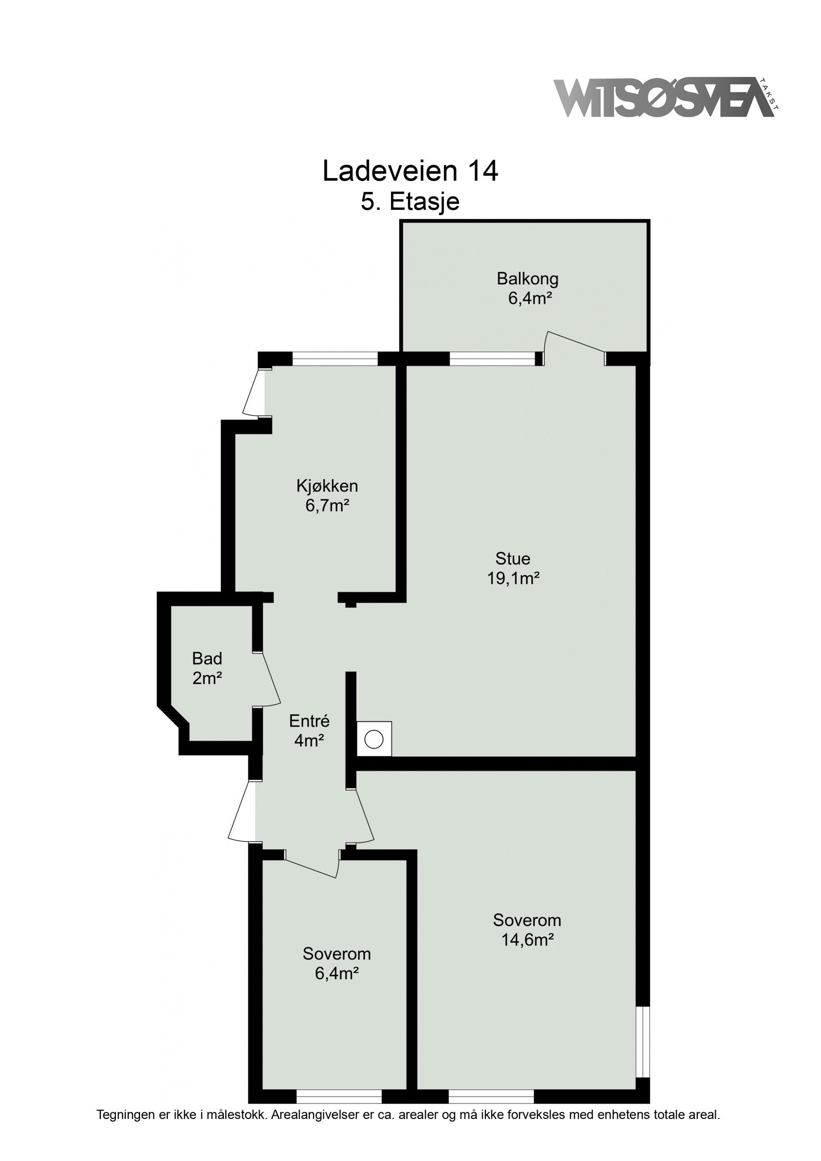 Planskisse med arealoppmåling. Galleribilde