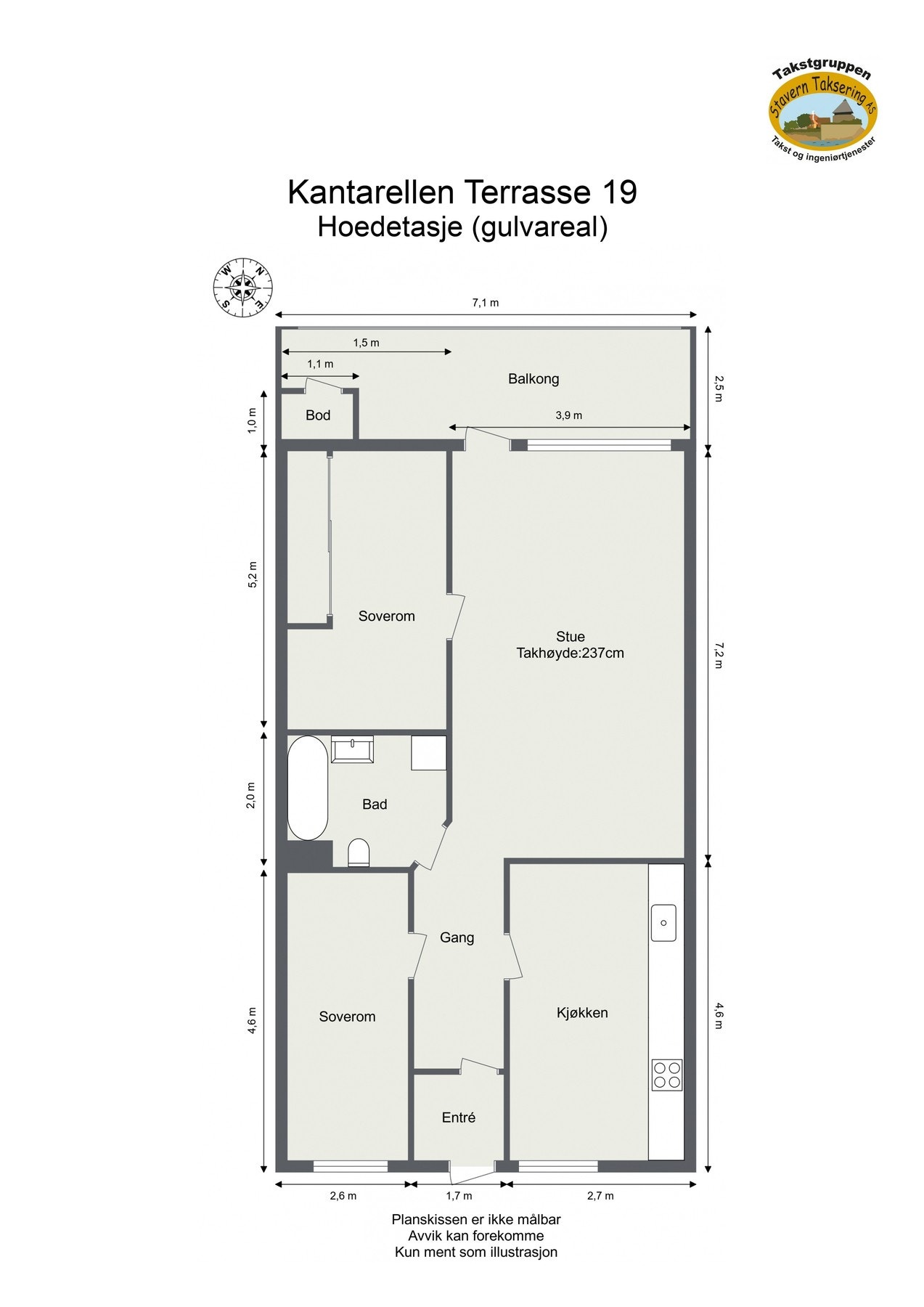 Oppmålt planløsning Galleribilde