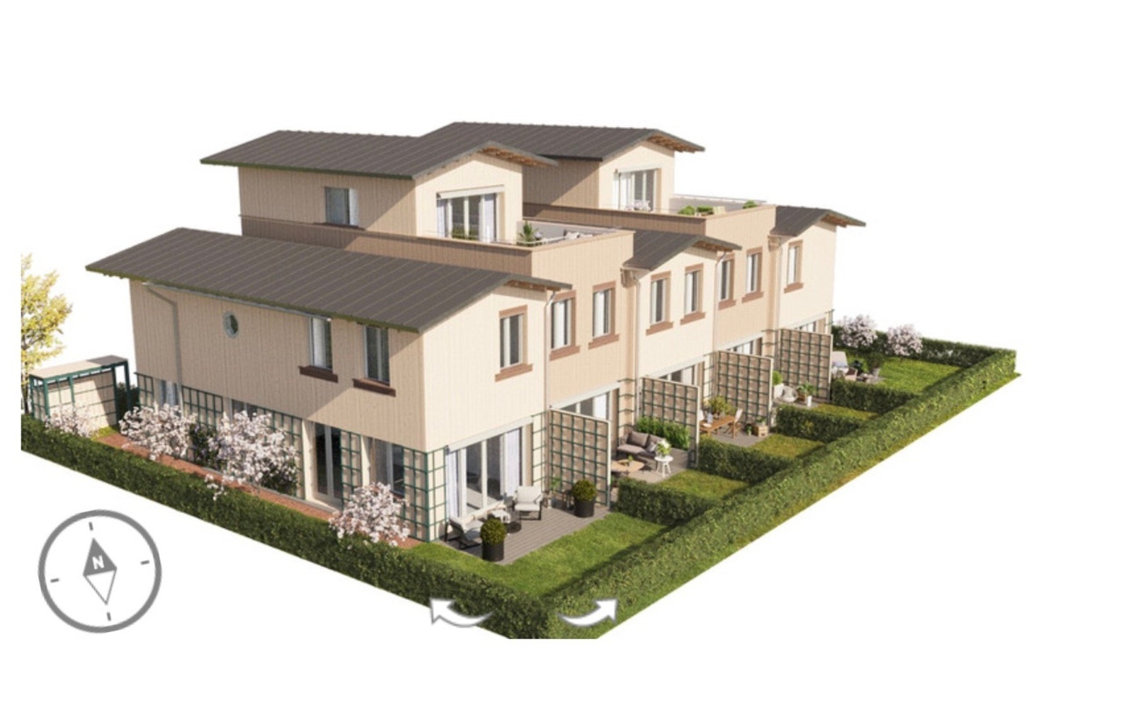 Biildet viser beliggenheten til det aktuelle rekkehuset Galleribilde