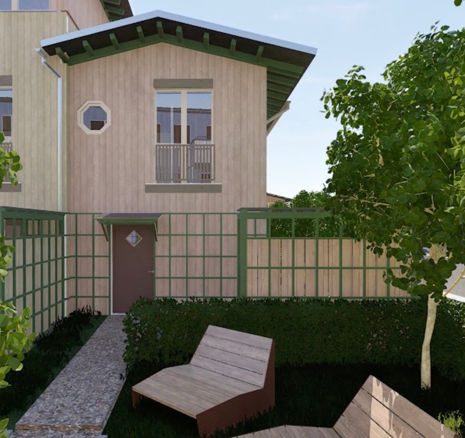 Bildet er tatt fra utbyggers solmodell og viser beliggenheten og utseendet til rekkehuset. Bildet kan avvike fra ferdig leveranse Galleribilde