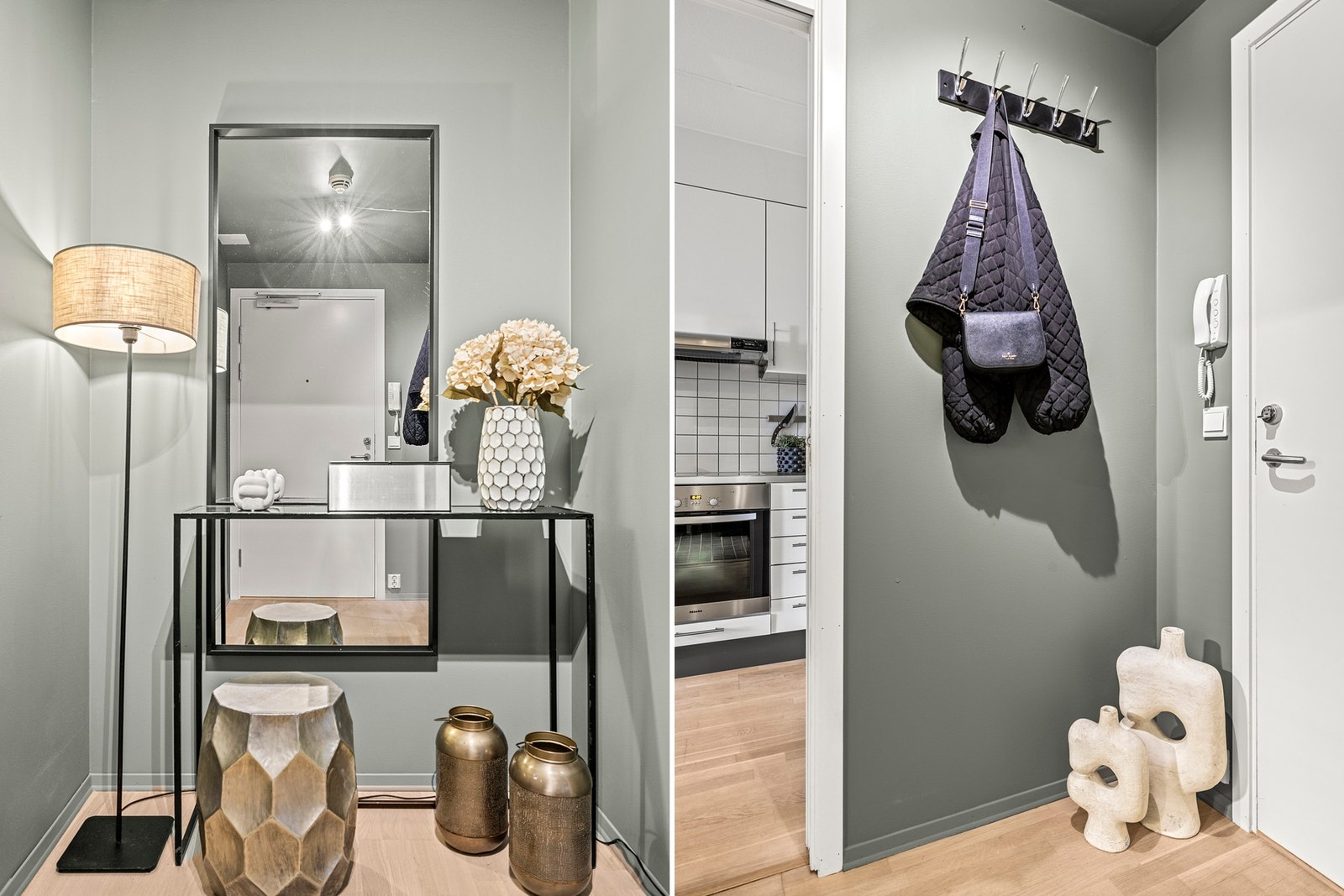 Entréen er malt i en pen grønnfarge. Galleribilde