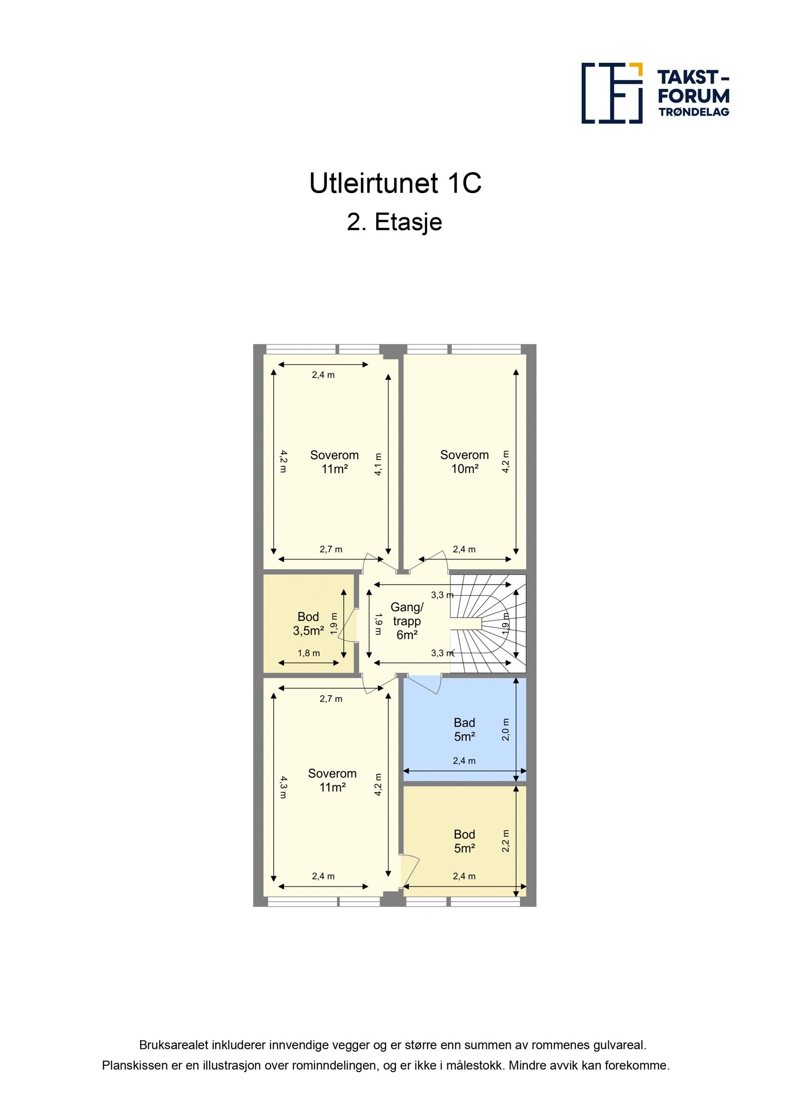 Planskisse fra takstmann 2. etg. Galleribilde