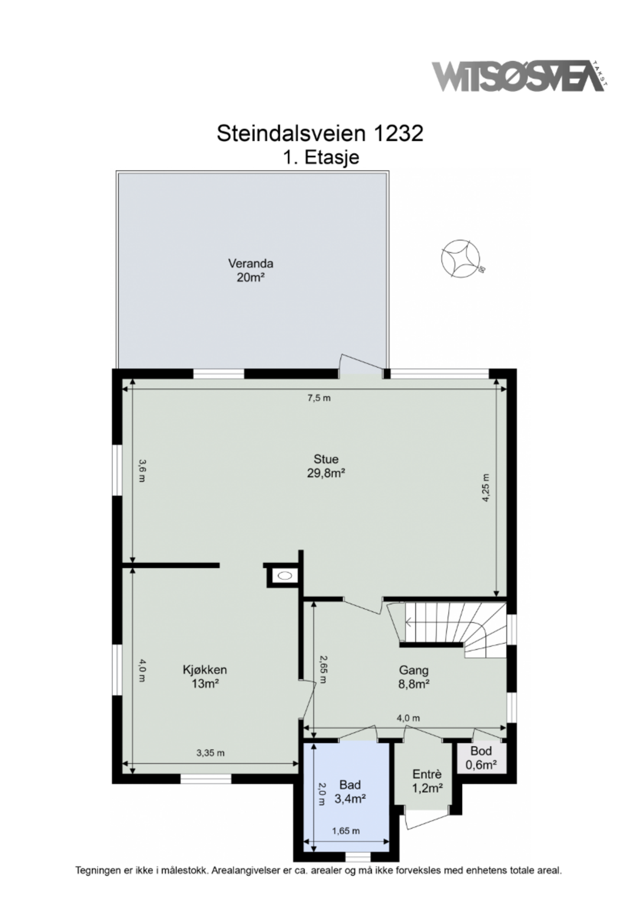 Plantegning over boligens 1. etasje Galleribilde