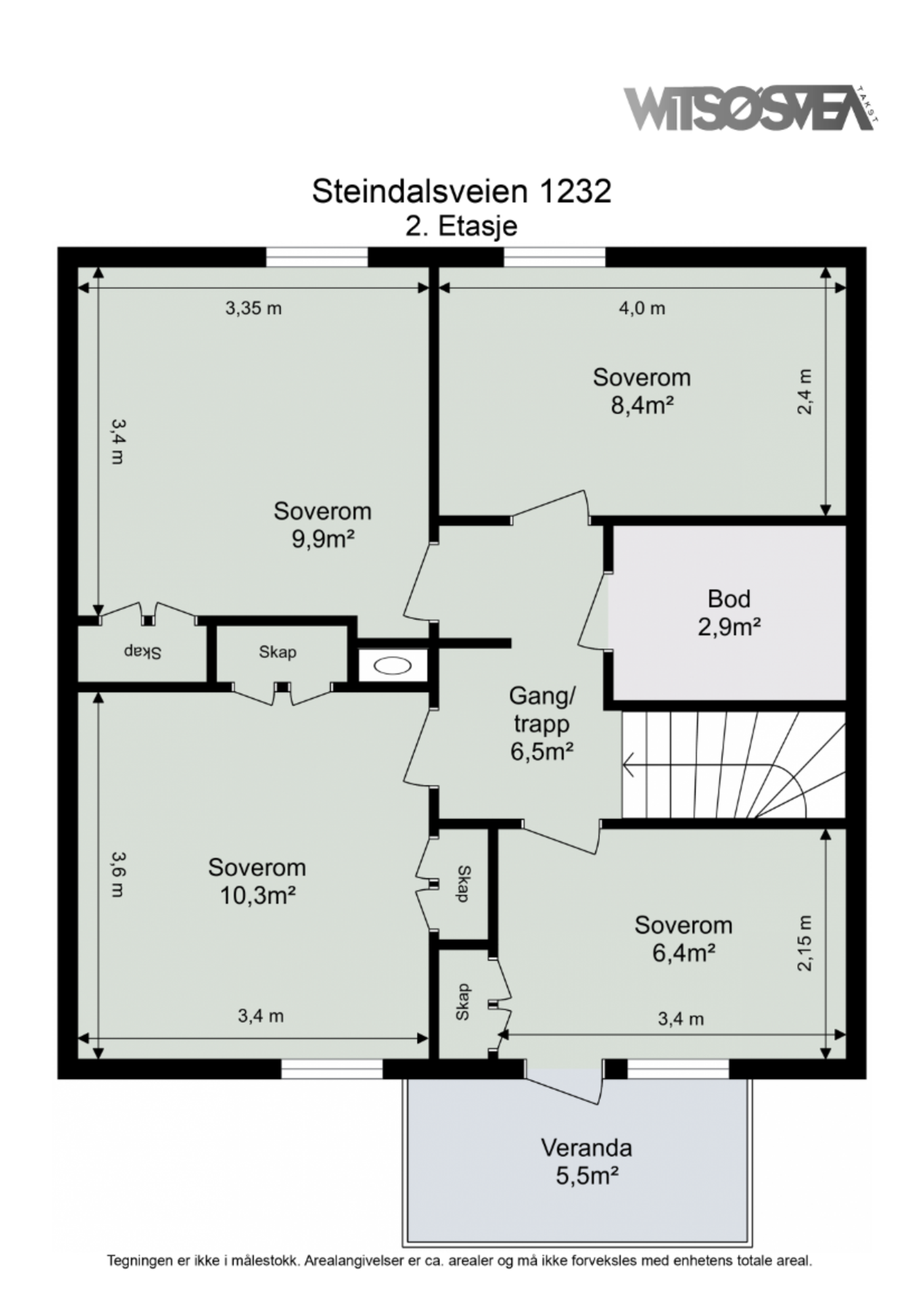 Plantegning over boligens 2. etasje Galleribilde