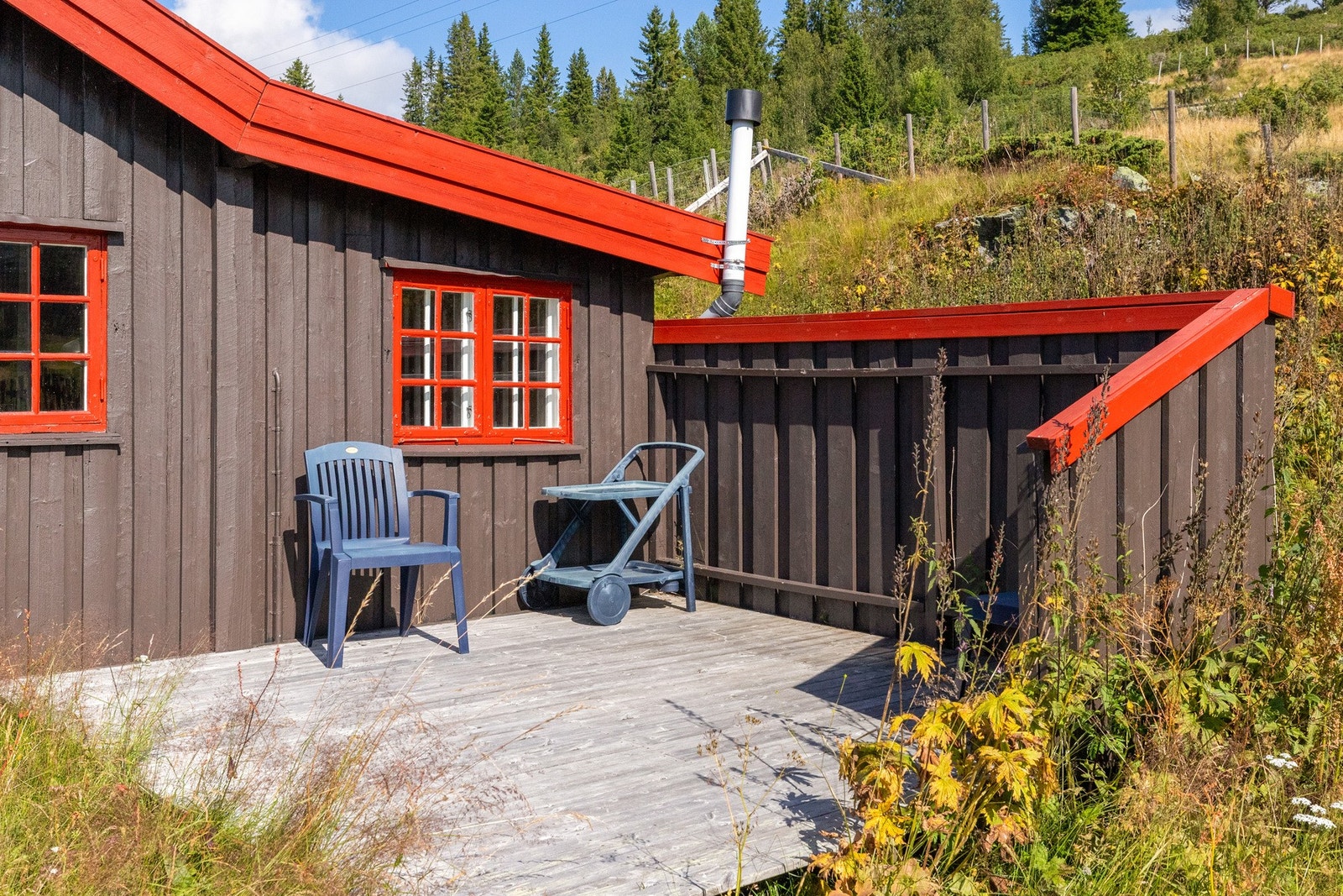 Det er også etablert en terrasse på sydøstsiden på ca. 10 kvm. Her kan morgensolen nytes. Galleribilde
