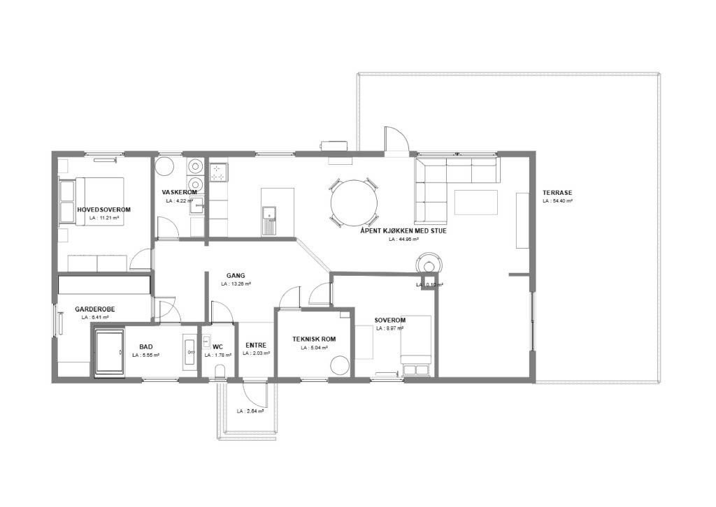 Plantegning hus. Galleribilde