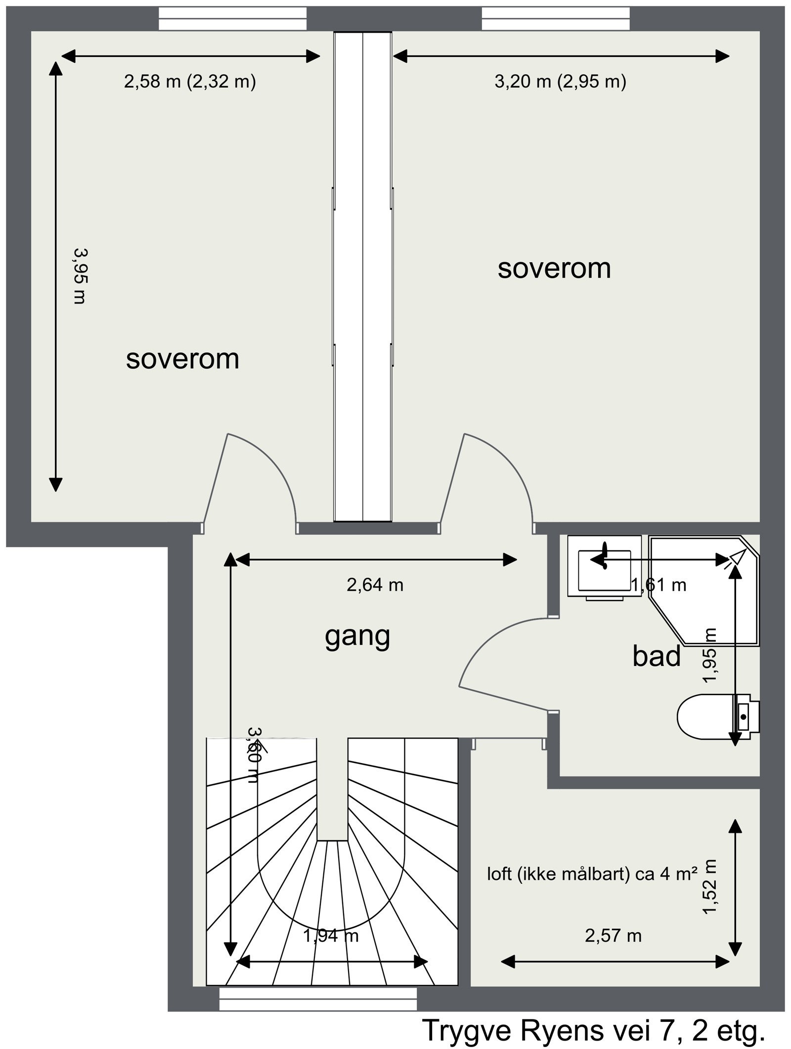 Skisse med mål (2.etg) Galleribilde