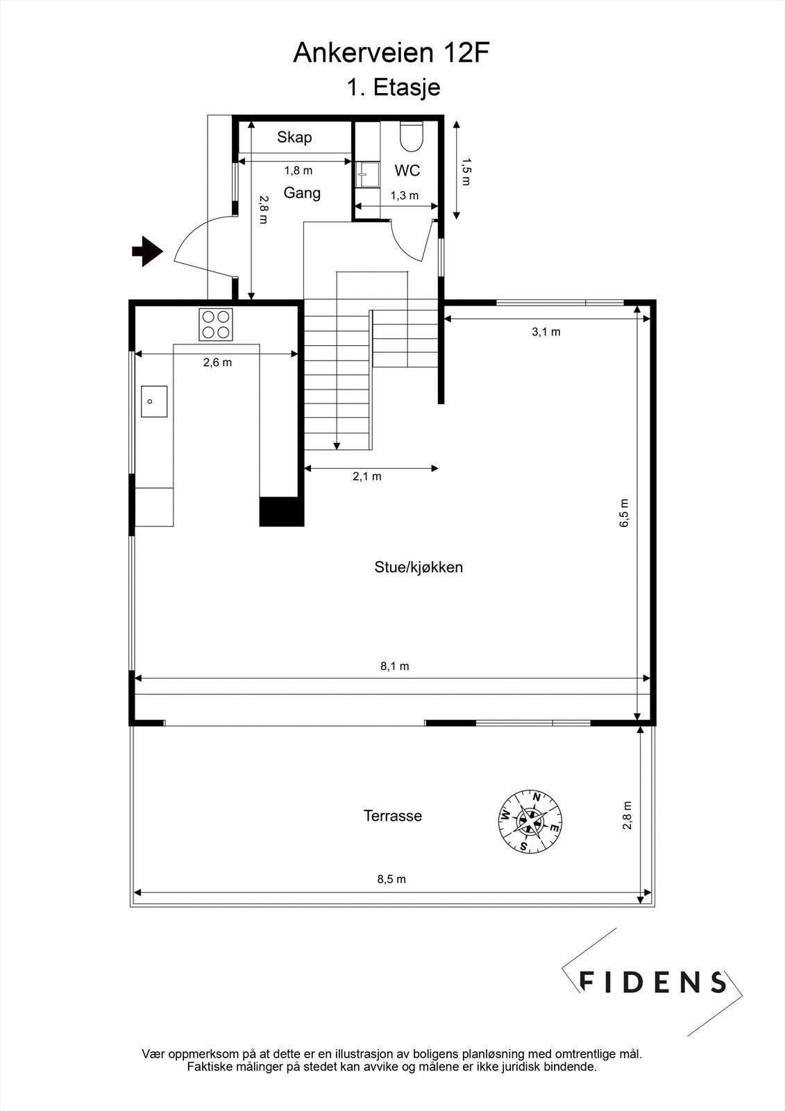 Plantegning 1. etasje Galleribilde