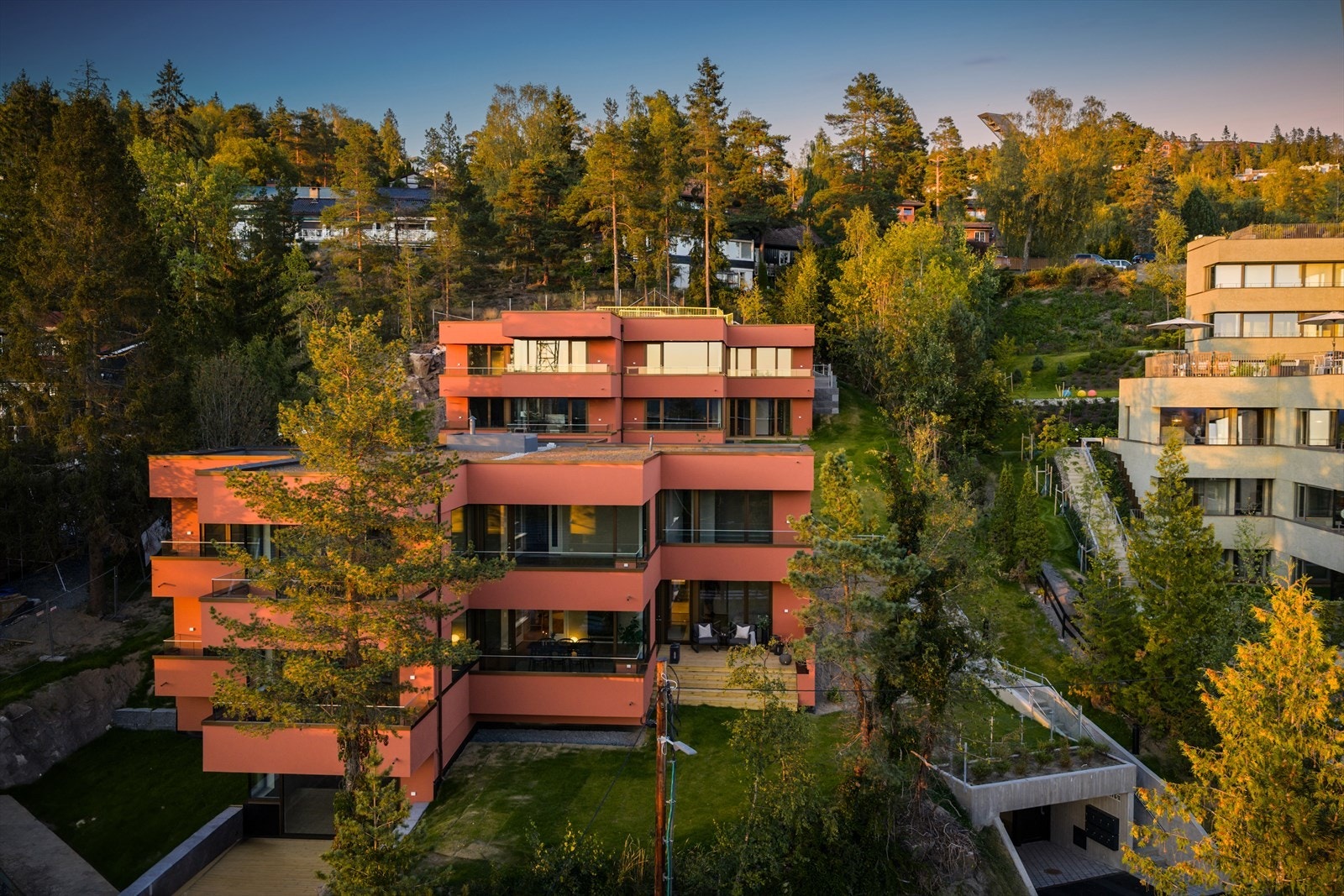 I Nils Collett Vogts vei, i boligprosjektet Aasers Ly, bor du med kort vei til Oslomarka og flotte naturområder Galleribilde