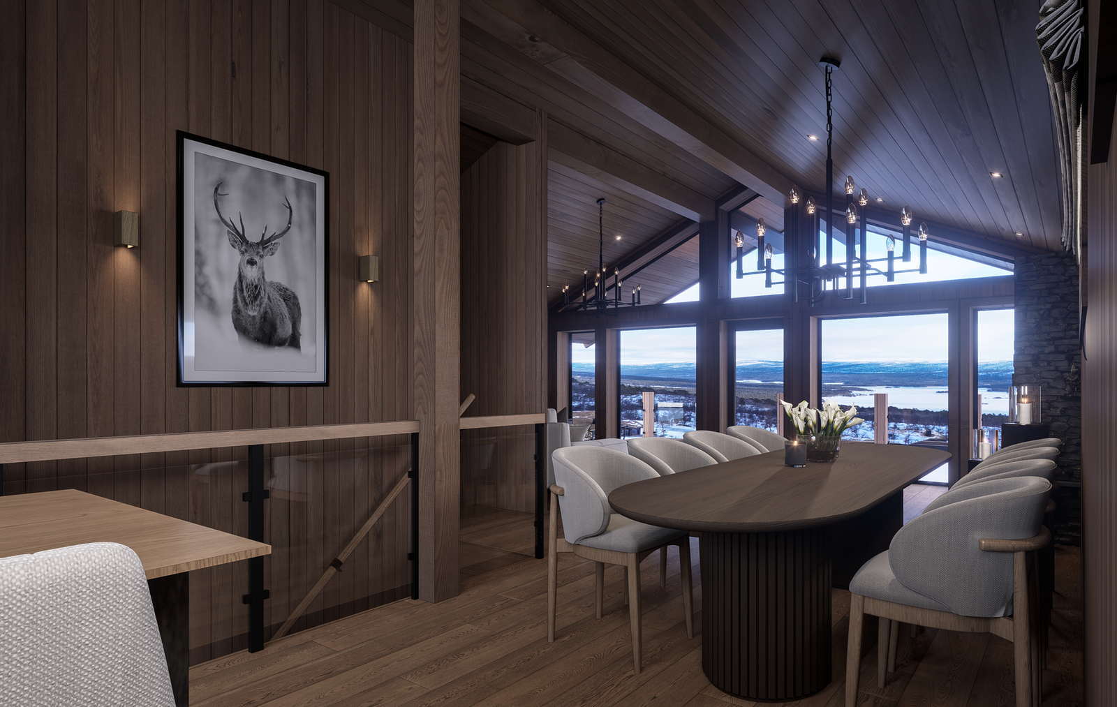 Gjennomgående høy standard med moderne løsninger og eksklusive materialer gjennom hele hytten (Illustrasjon, avvik kan forekomme) Galleribilde