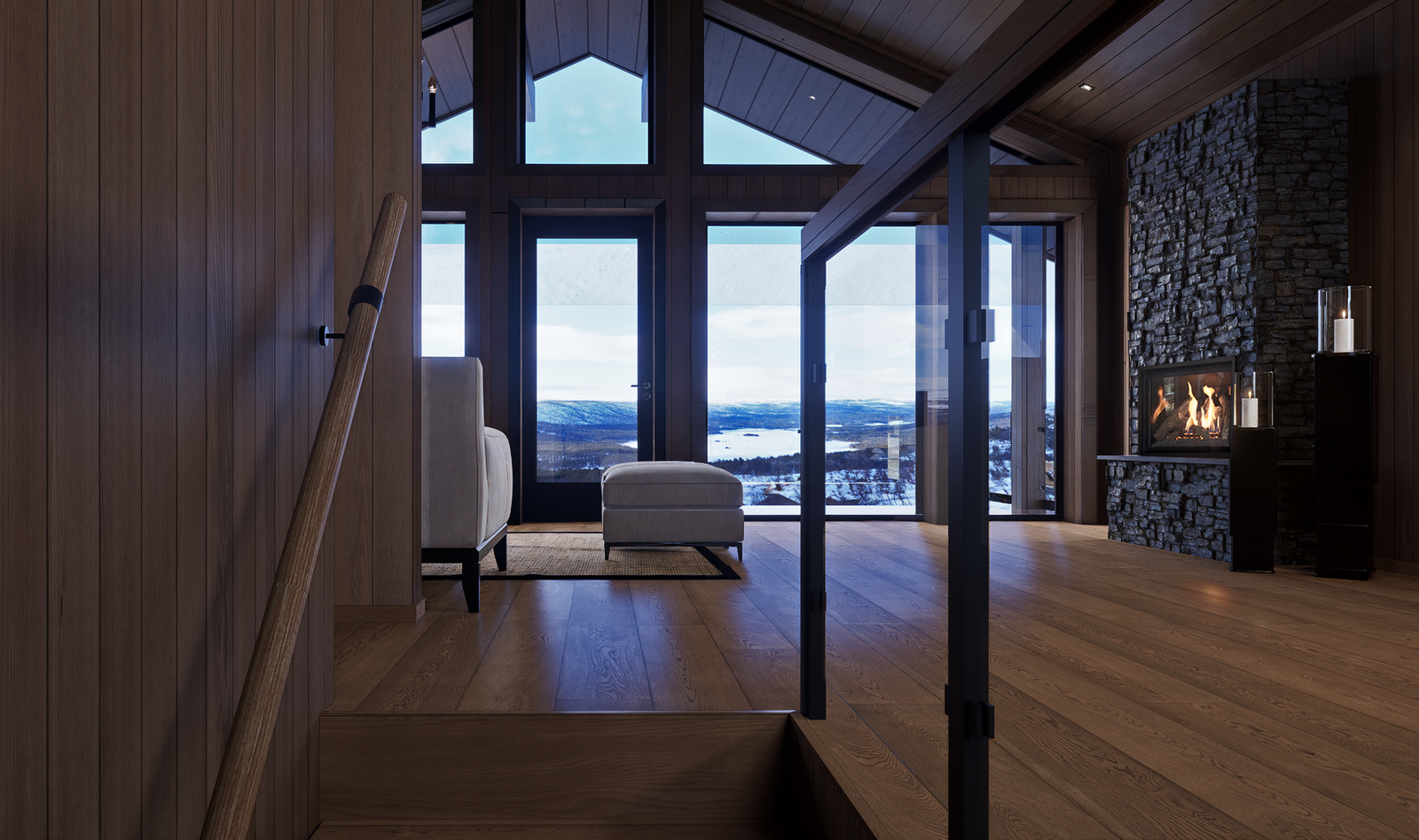 Høgfonna Chalet har en spektakulær utsikt over Skurdalsvannet Galleribilde