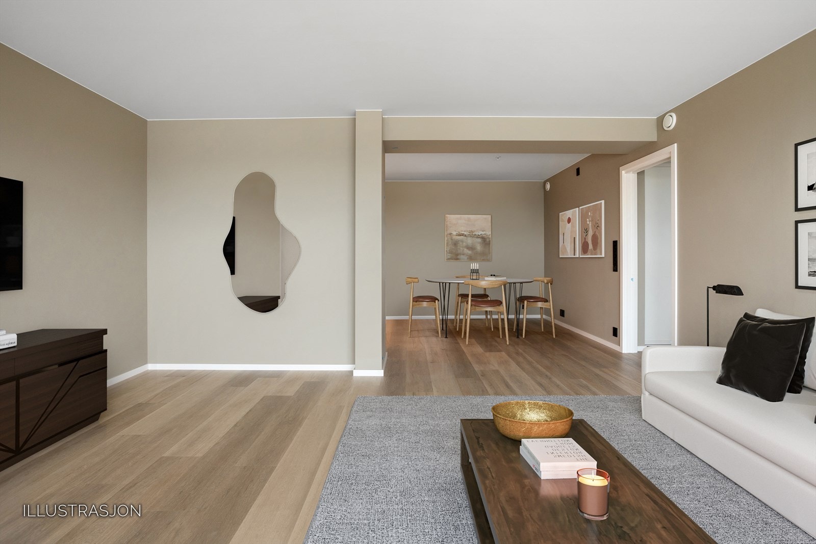 Illustrasjonsbilde som viser et eksempel på møblering. Galleribilde