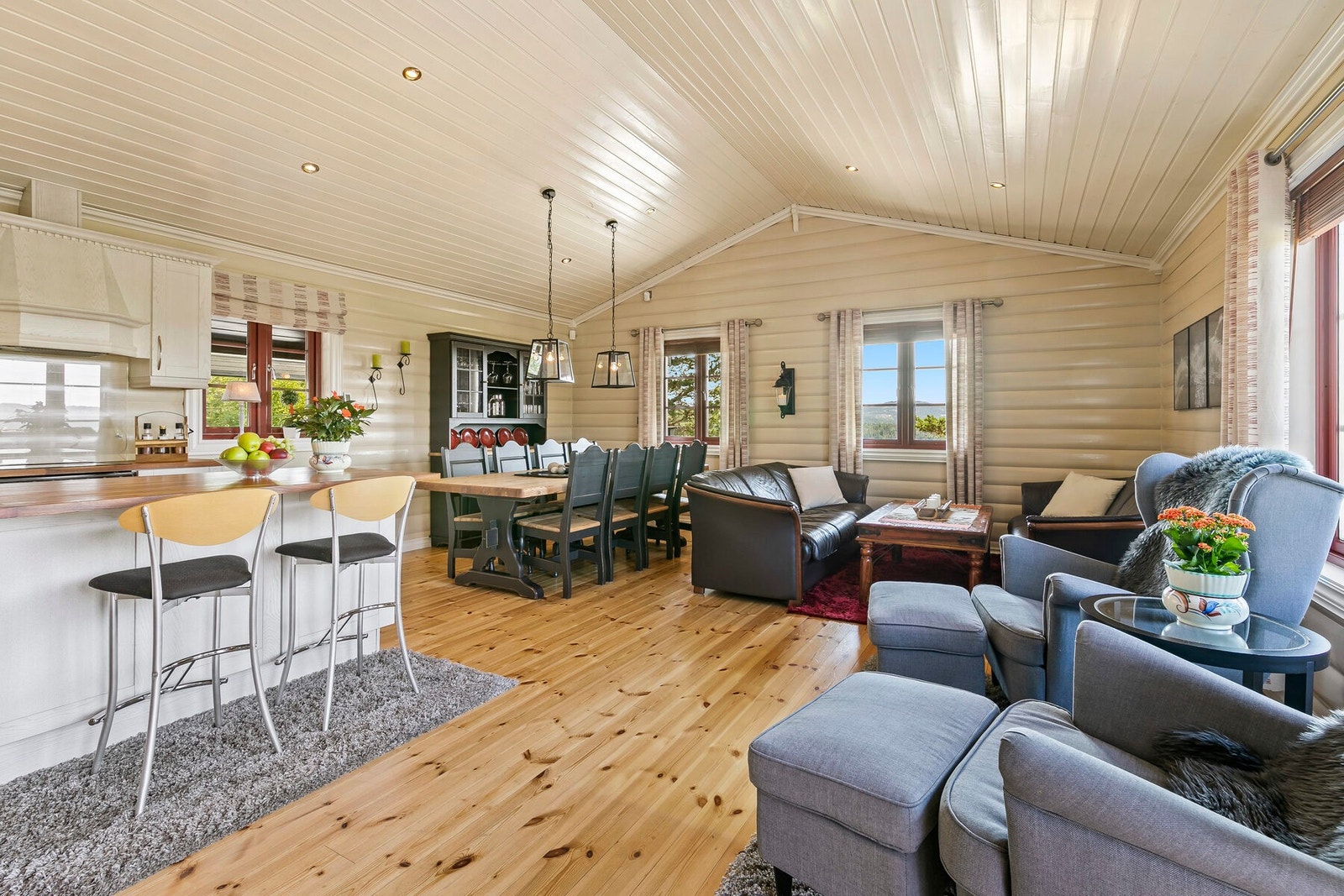 Stue med plass til hygge og selskap. Galleribilde