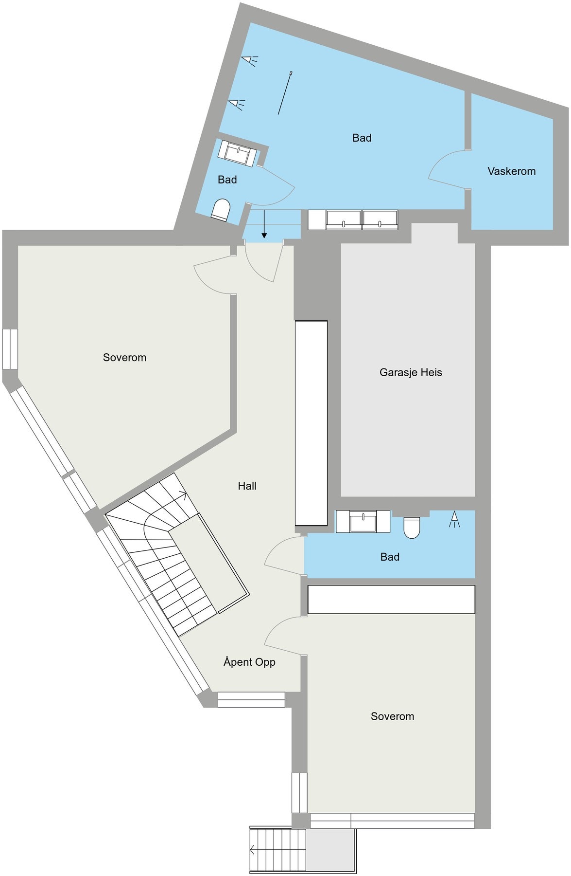 Plantegning første under etasje. Galleribilde