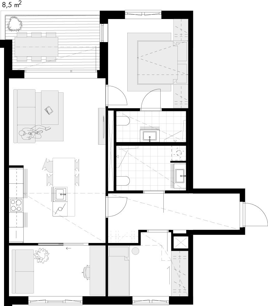 Plantegning ved ombygging (egen regi) til 4-roms Galleribilde
