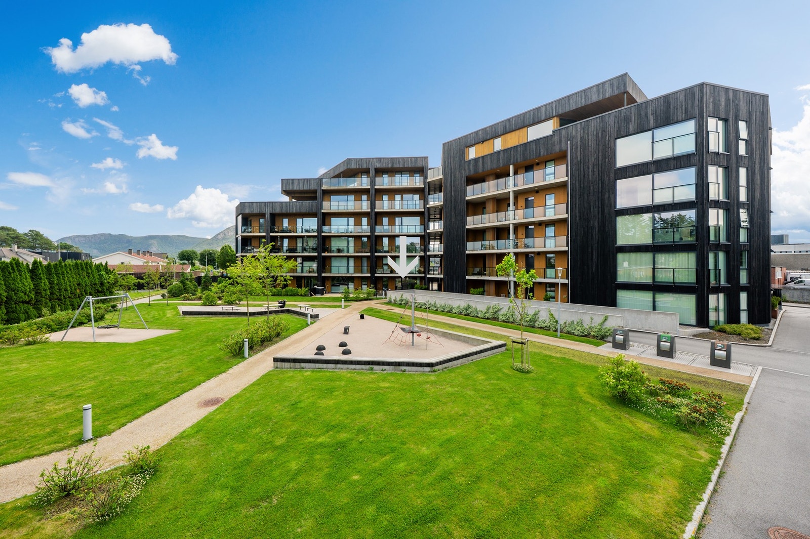 Leiligheten er markert med pil. Galleribilde