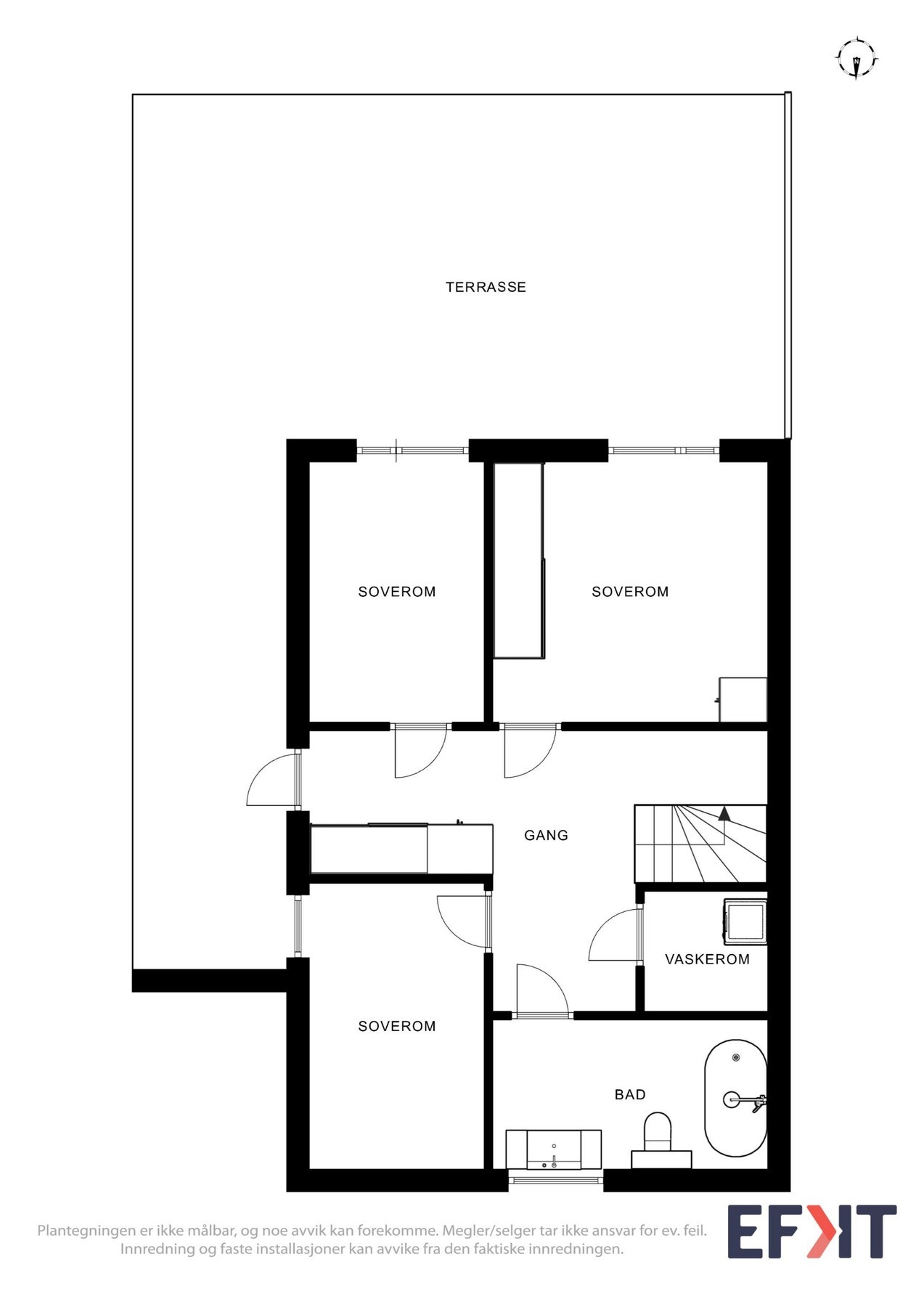 Plantegning som viser boligens underetasje. Galleribilde