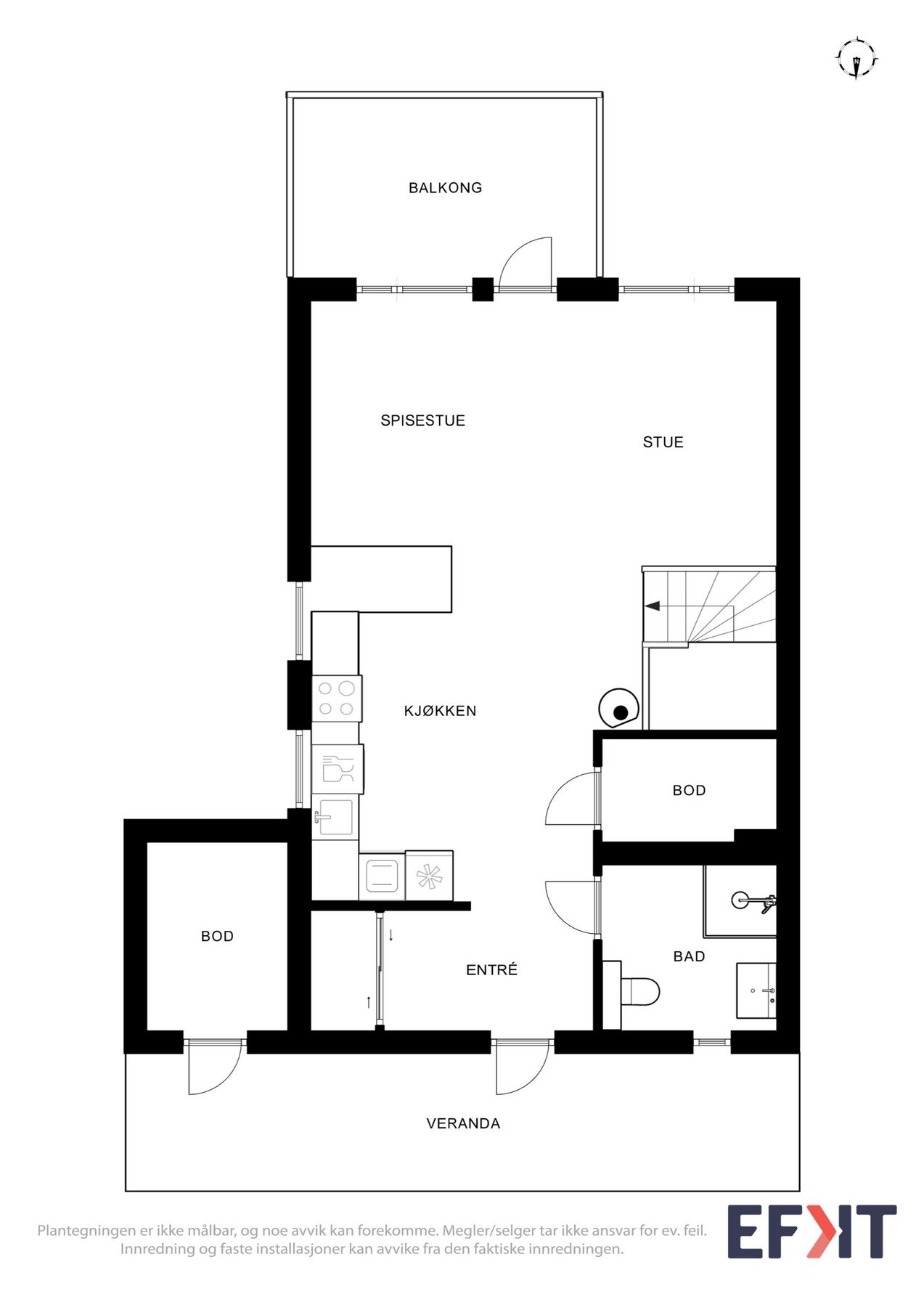 Plantegning som viser boligens 1. etasje. Galleribilde
