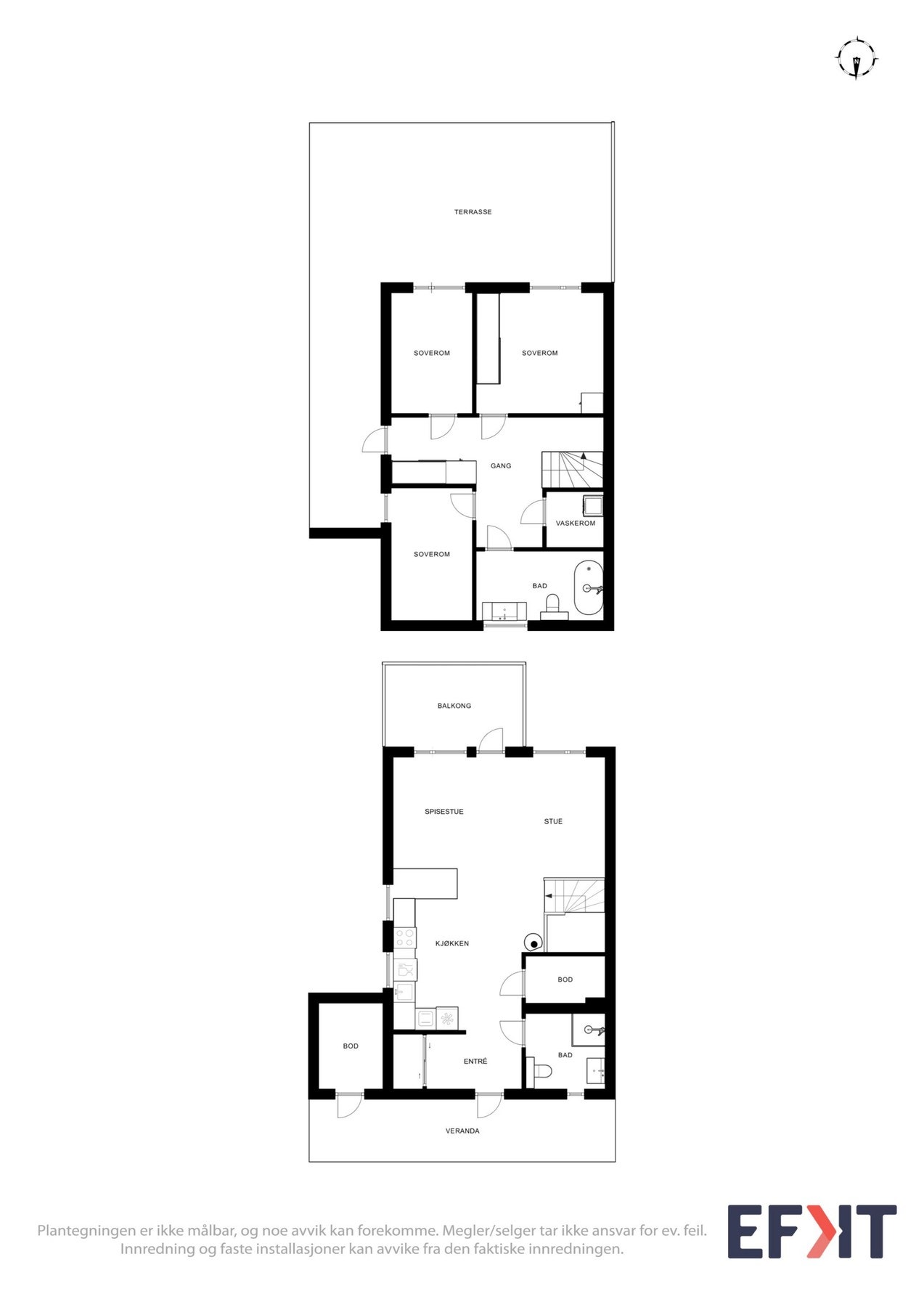 Plantegninger av begge etasjer. Galleribilde