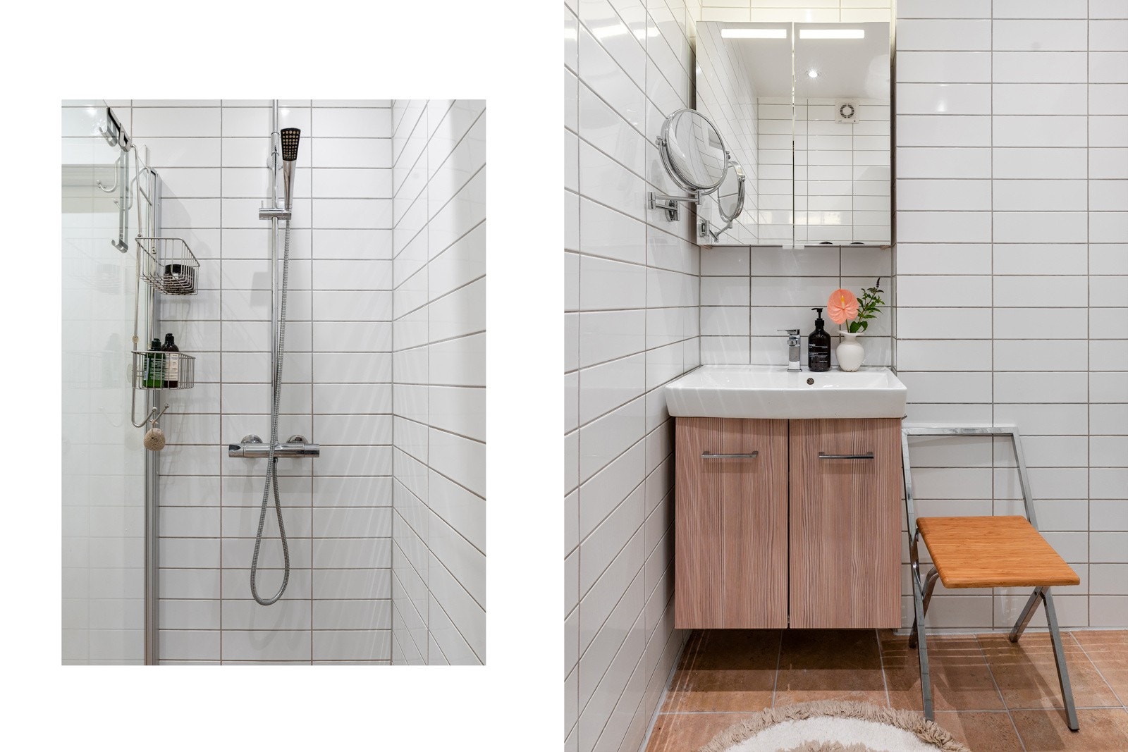 Pent bad fra 2013 med et romslig dusjhjørne Galleribilde