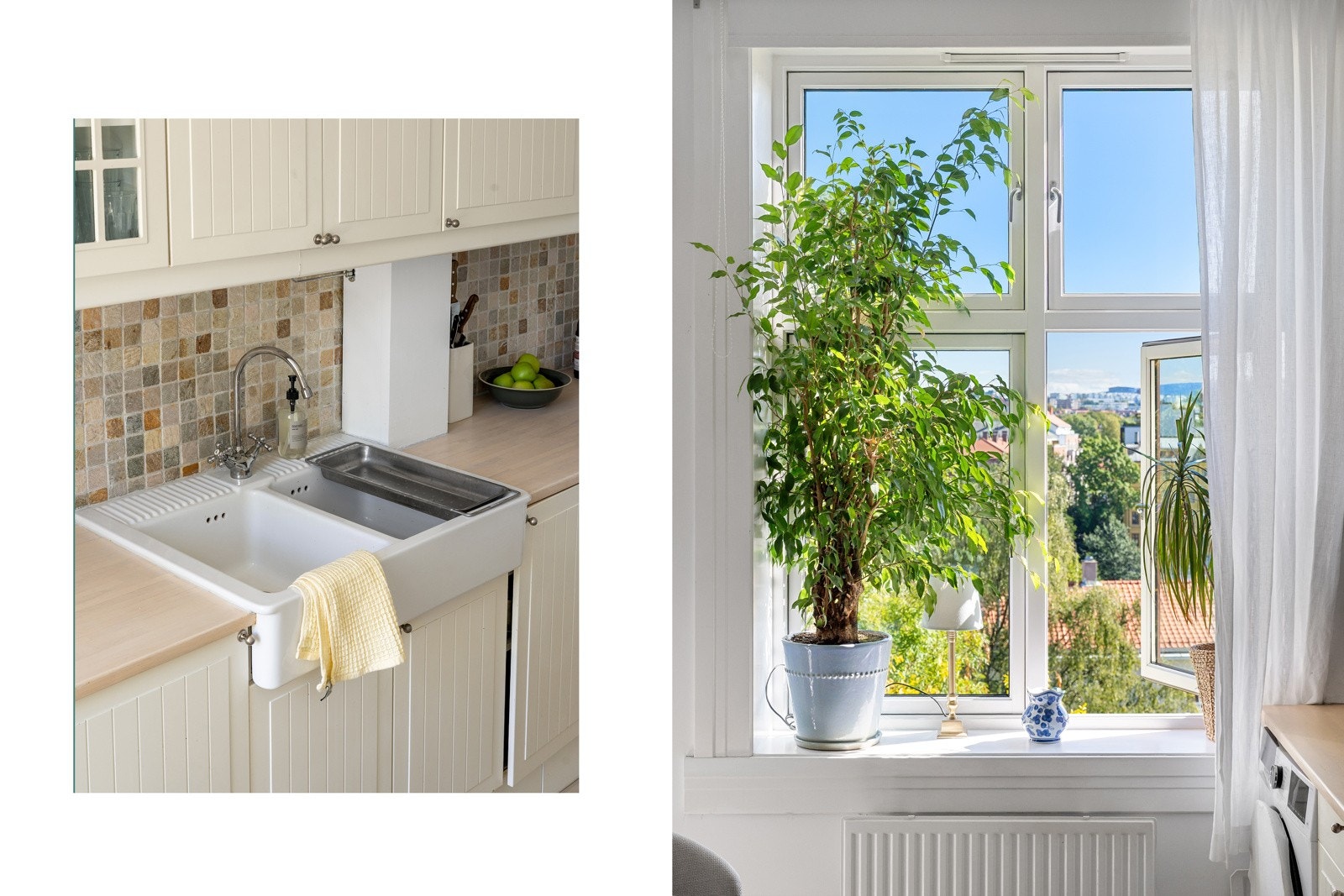 Selgers egne ord: "Fra leiligheten åpner de store vinduene opp mot en imponerende panoramautsikt over byen, som skifter karakter med årstidene og gir et vakkert bakteppe i hverdagen." Galleribilde