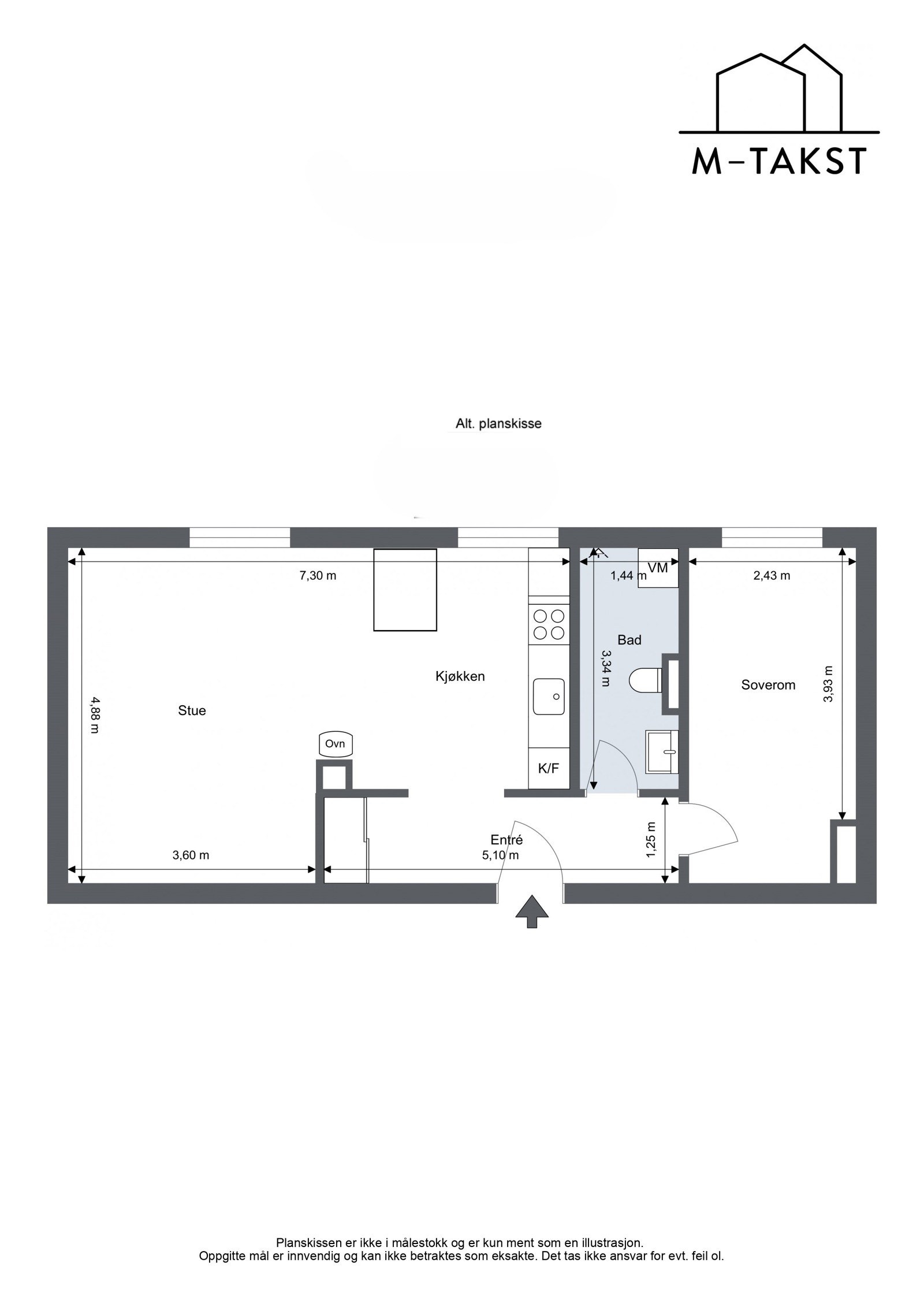 Alternativ skisse med mål fra naboen i D-oppgangen Galleribilde