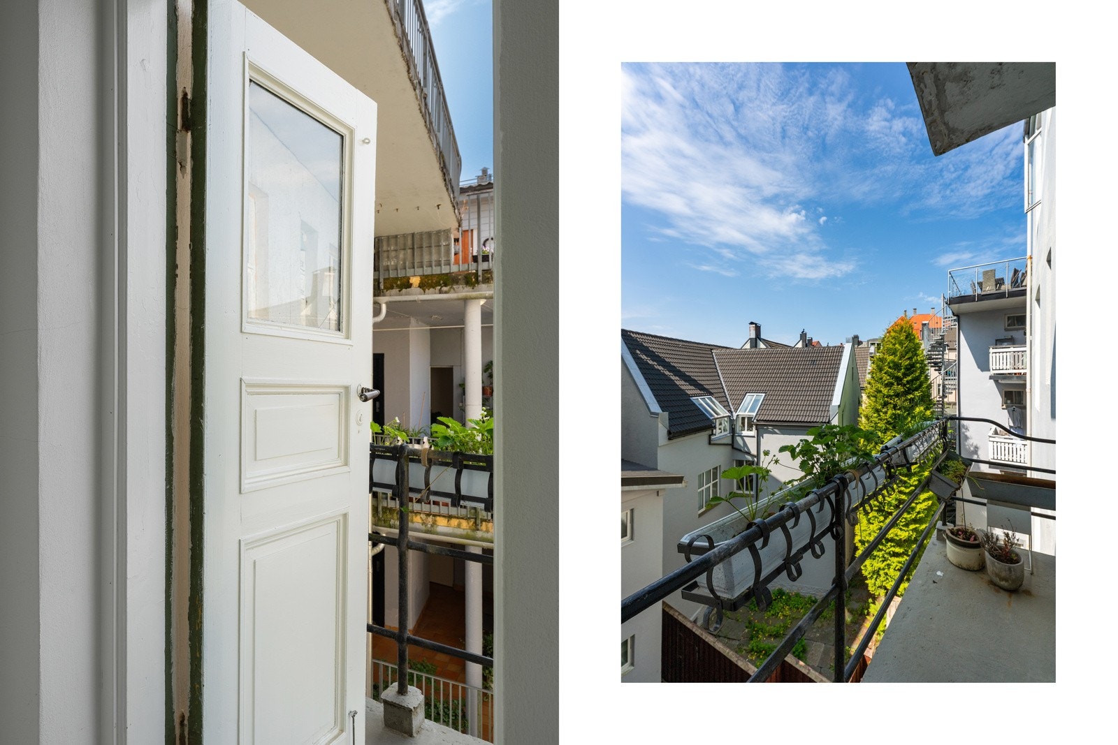 Fra kjøkkenet er det tilkomst til en felles balkong som deles med nabo. Galleribilde