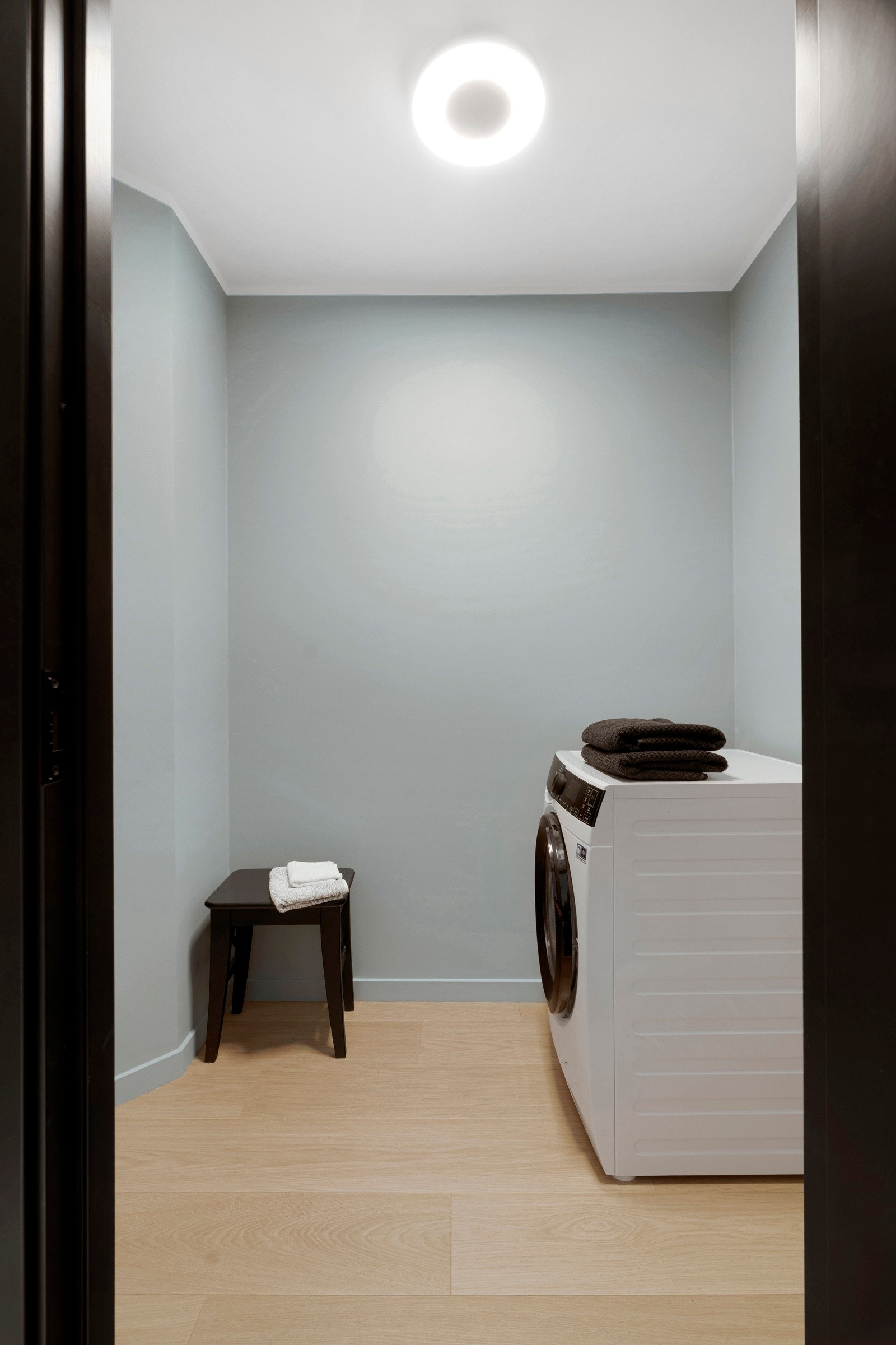 Boden har ikke sluk, men det er etablert lekkasjevakt ved en evt. lekkasje. Galleribilde