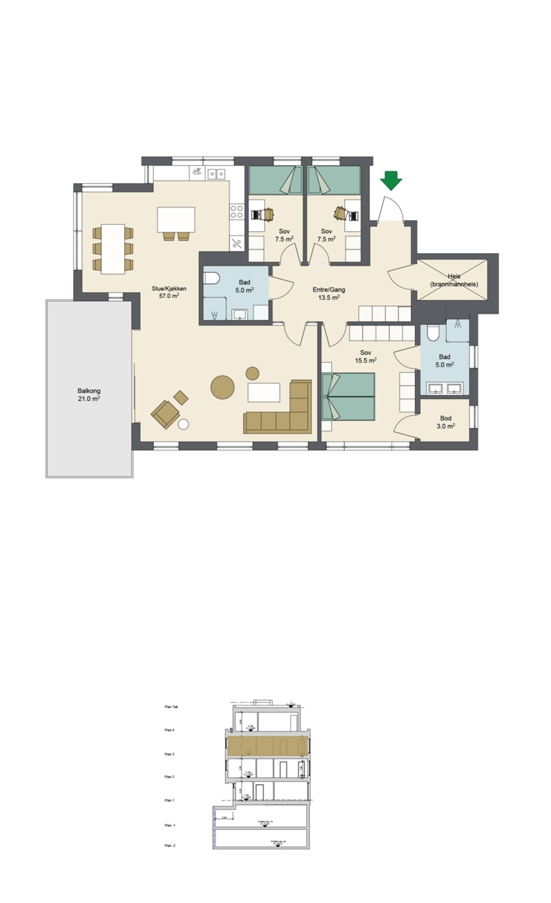 Planløsning 3. etasje. Galleribilde