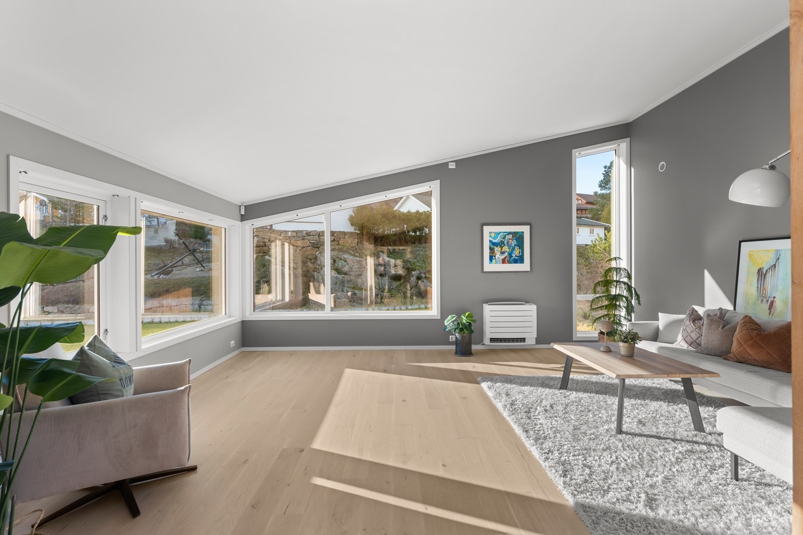 Store vindusflater som gir mye lys Galleribilde