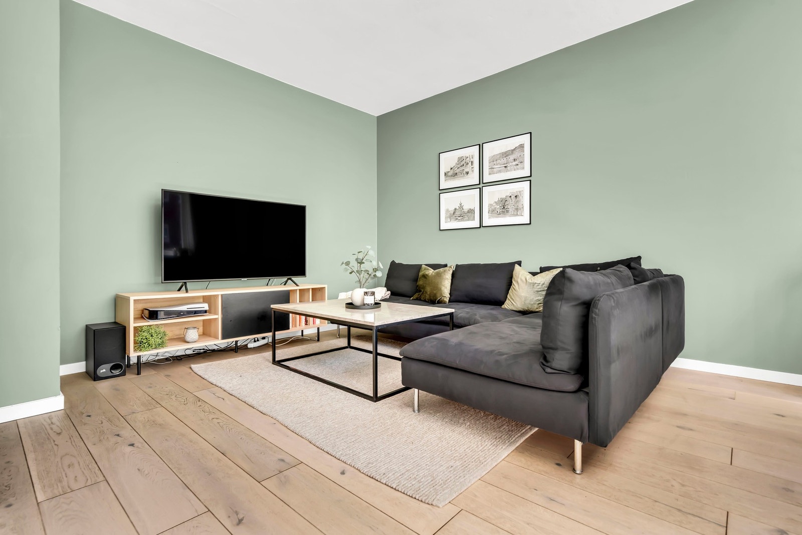 Hjemmet byr på tidsriktige farger etter dagens trender. Galleribilde